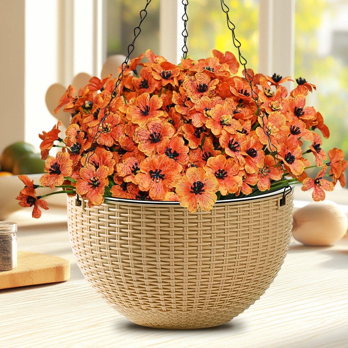 simeccom 24 Bundles Fall Artificial Flowers Outdoor,Faux UV Resistant Fake Flowers Fake Plastic Plants Flower for Spring Summer Decoration for Outside Home Patio Garden Decor