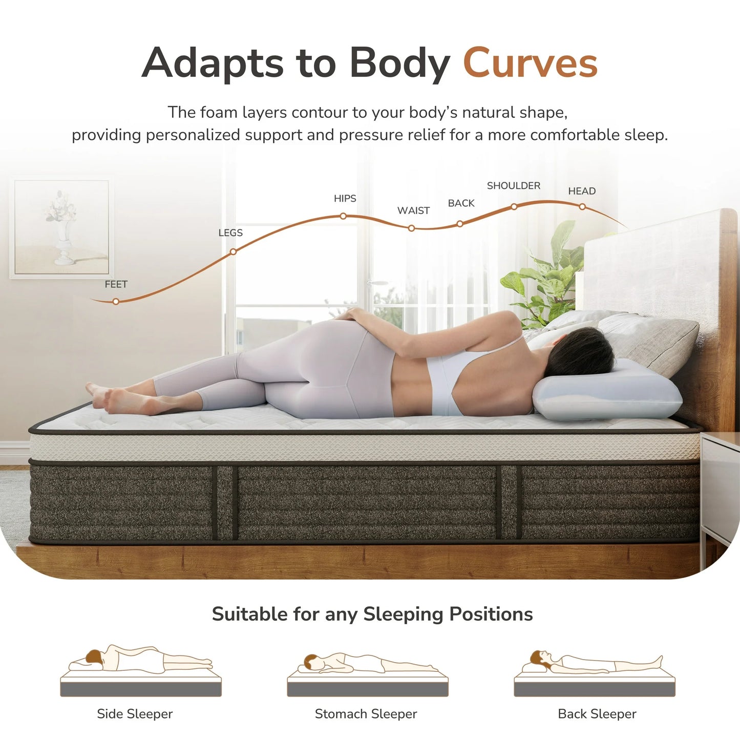 Subfun Hybrid Mattress in a Box, King, 10 inch Medium, Pocket Coil Support & Cool Knit Fabric, Reinforced Edge