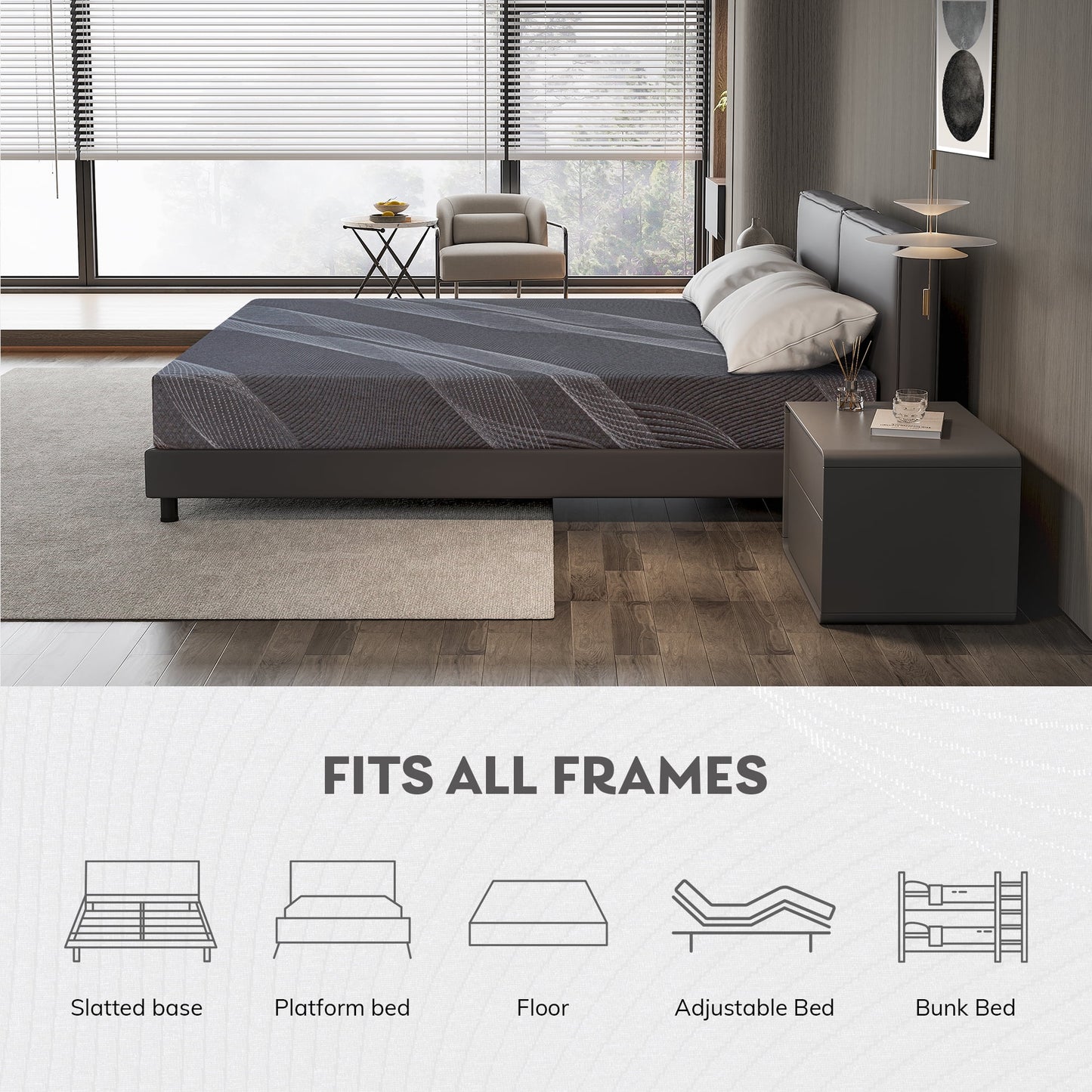 TechForma Charme House 6" Full Mattress, Pressure Relief Gel Memory Foam Mattress in a Box, Medium