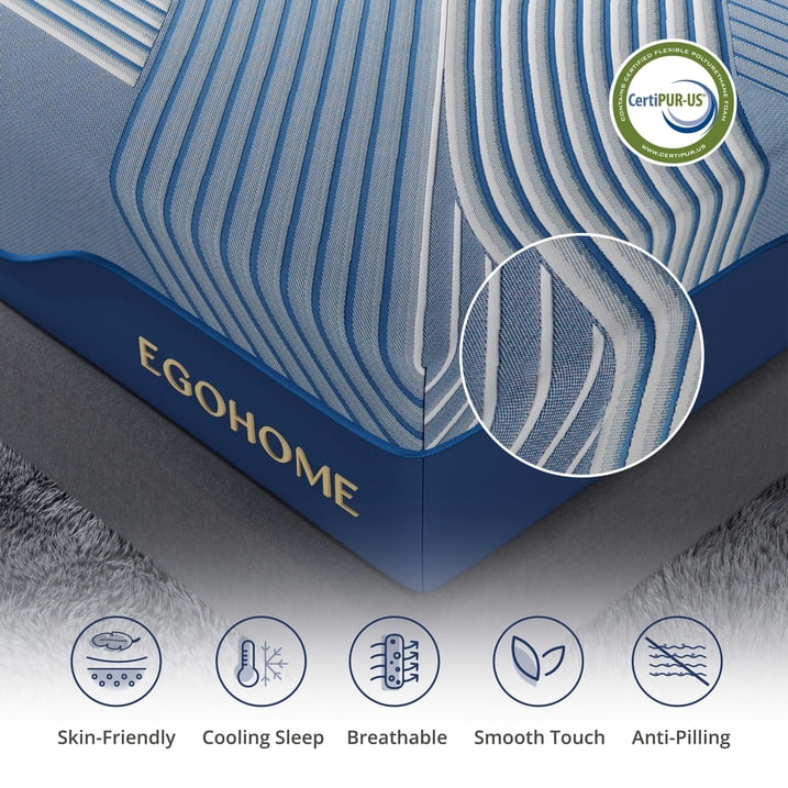 EGOHOME Ego Elysian 12 inch Hybrid Mattress, Twin XL Size Memory Foam Mattress, Pocket Spring