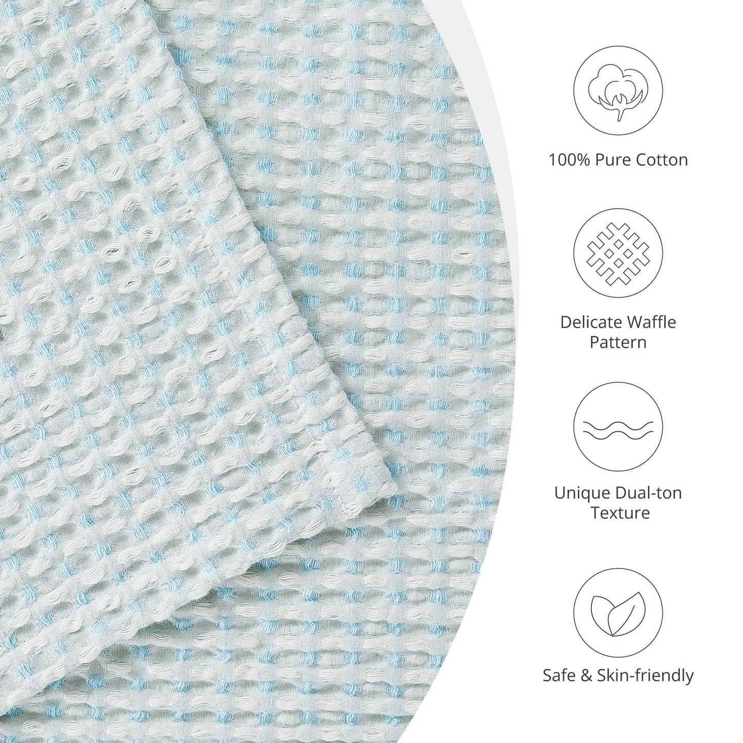 EGOHOME Waffle Blanket-100% Cotton Lightweight Oversize Yarn Dyed Bed Blanket for All Seasons, Angel Falls Twin