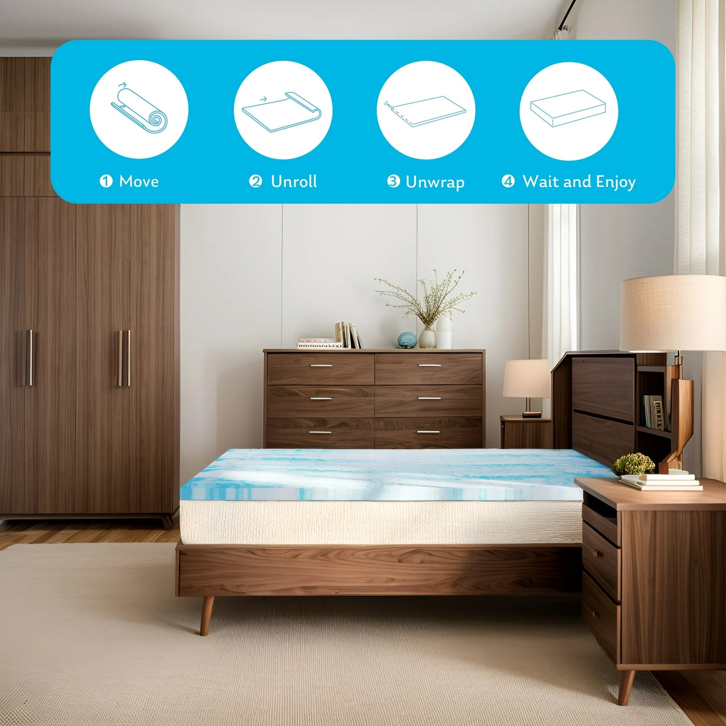 Arctus 2" Gel Memory Foam Mattress Topper, Full