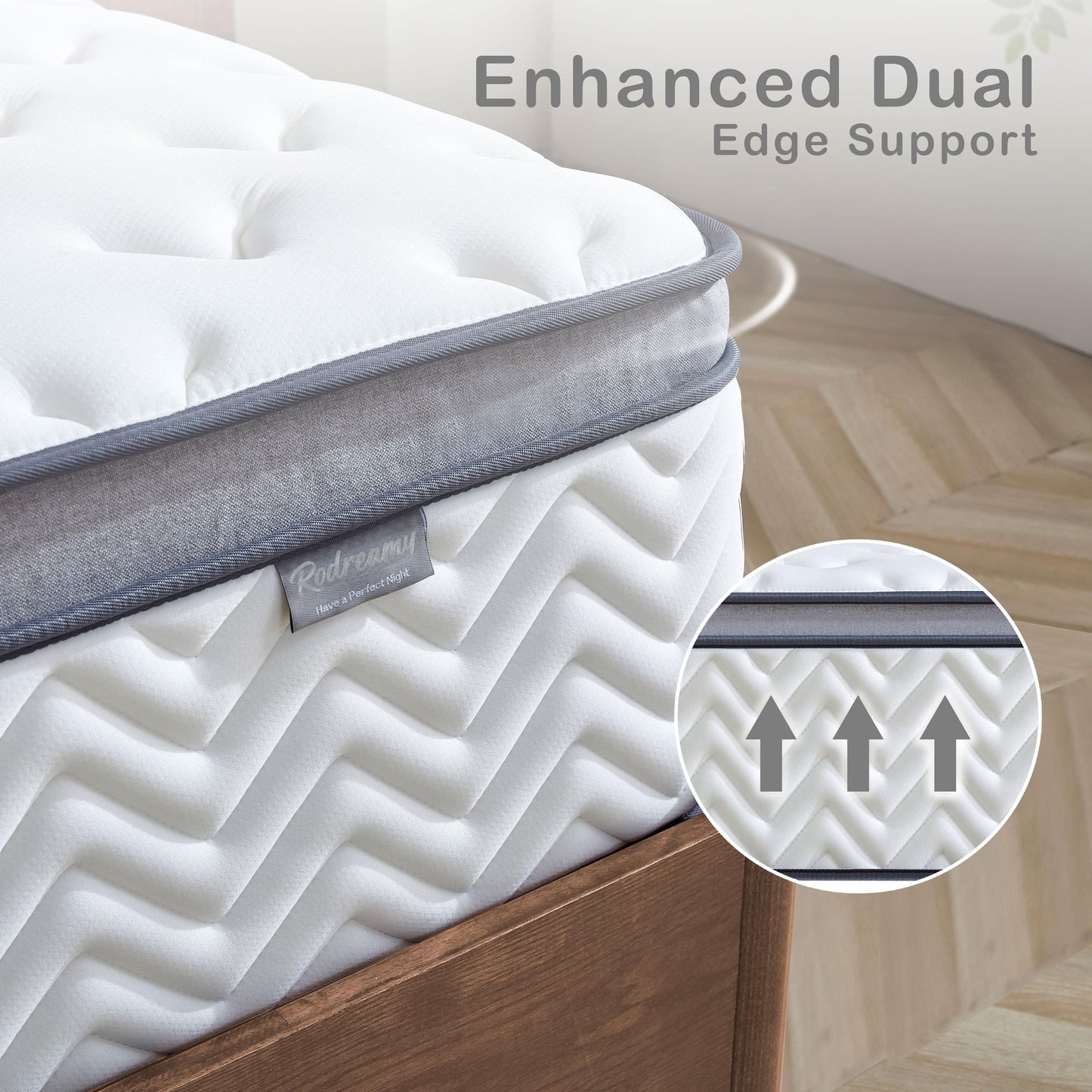 RODREAMY 12 inch Full Mattress Hybrid Mattresses in a Box with Supportive Medium Firm Pocket Coils and Memory Foam, Pressure Relief, Motion Isolation, CertiPUR-US