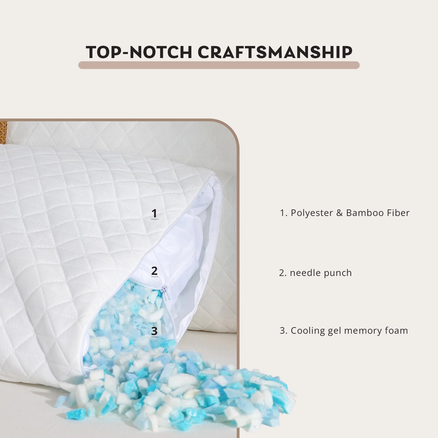 EGO HOME Single Adjustable Bed Pillow, Shredded Memory Foam Pillow, Standard Queen