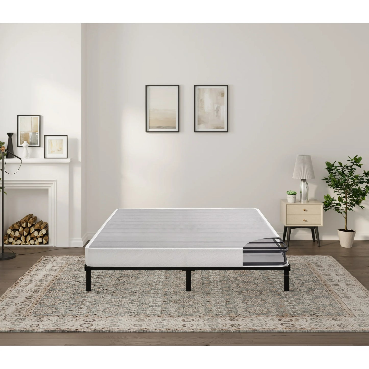 Arctus 7.5" King Box Spring, Metal Mattress Foundation, Fabric Cover Included, Easy Assembly