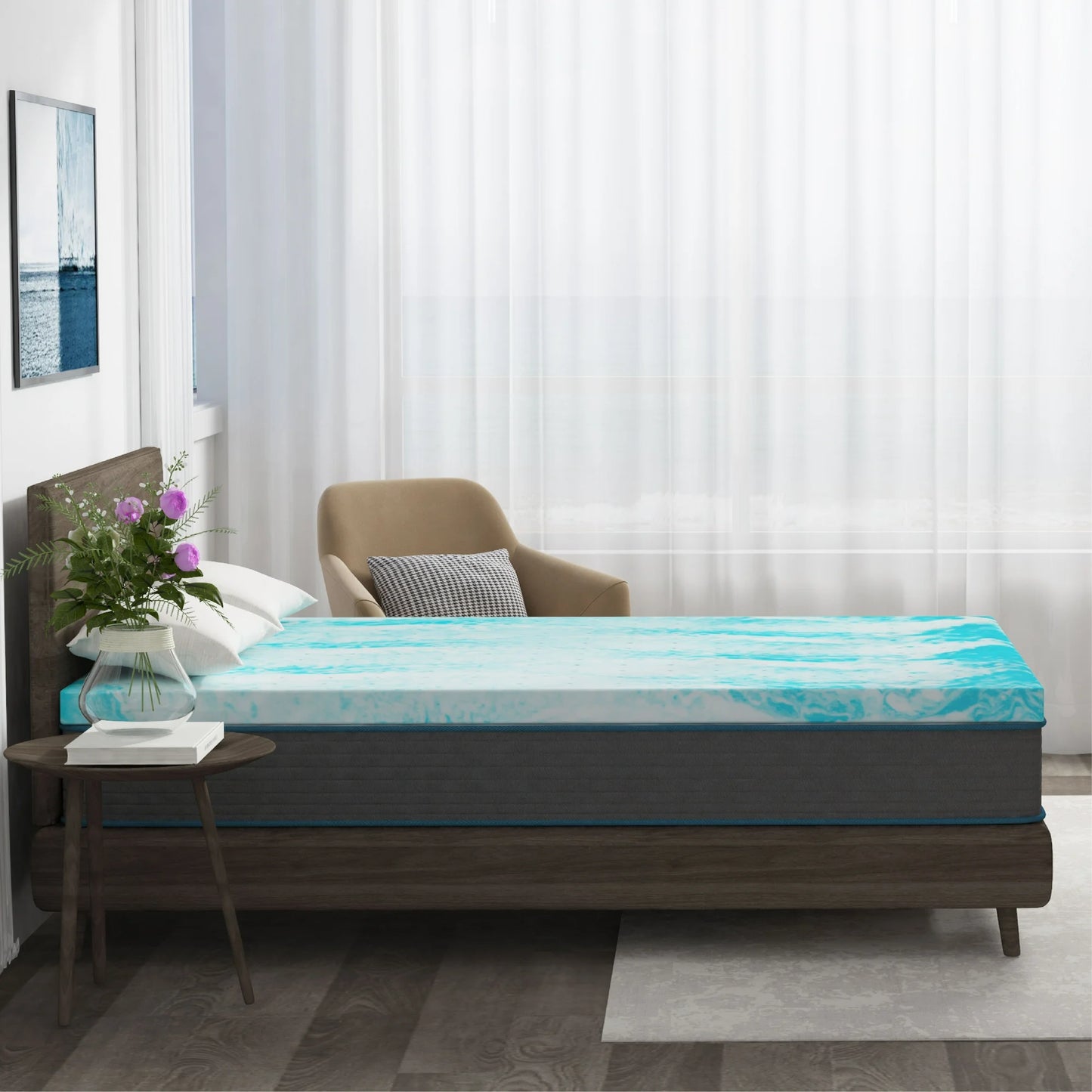 EGOHOME 2 inch Memory Foam Mattress Topper, Full Mattress Topper, Cooling