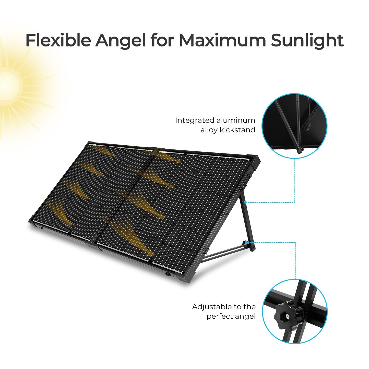 100 Watt 12 Volt Solar Panel Kit, Foldable Solar Charger with Ajustable Kickstand, Waterproof 20A Charger Controller, Perfect for RV, Off Grid System