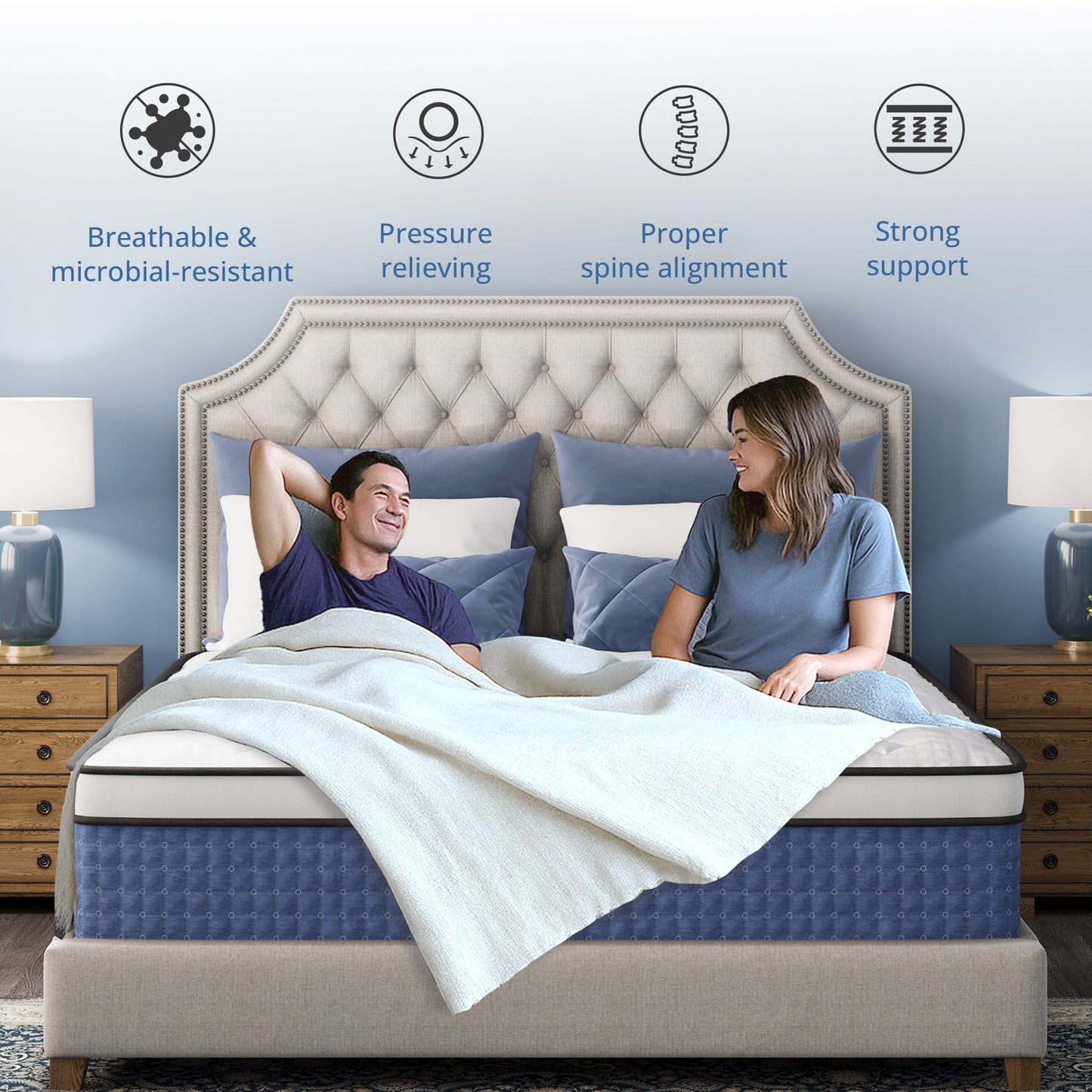 MLILY Value Hybrid 12-inch Mattress Medium Firm Blue,Twin