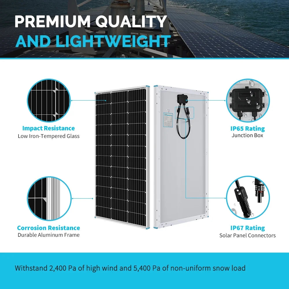 Renogy 100W Monocrystalline Solar Pannel Kit with 40A MPPT Charge Controller, High Efficiency System Expansion Wide Temperature Range