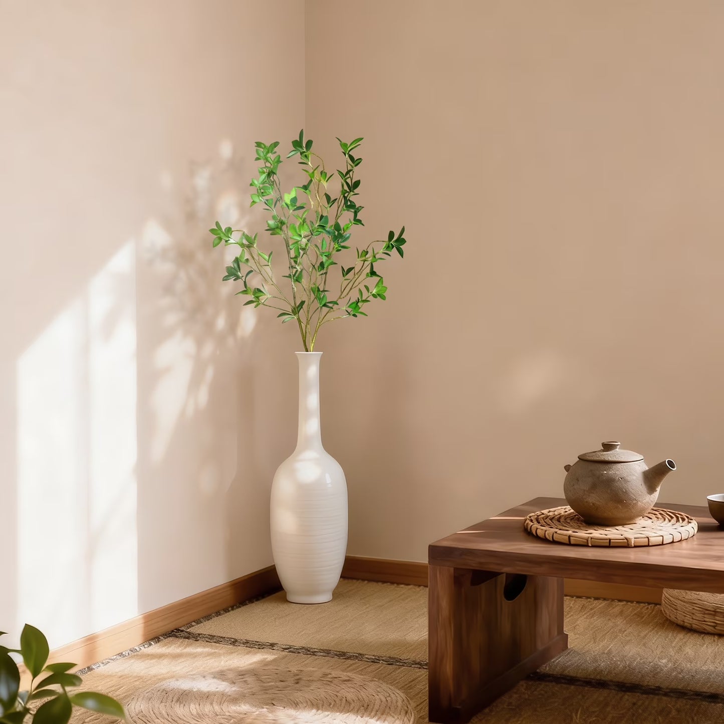 simeccom 2Pcs 43.31" Artificial Ficus Stems - Tall Fake Plants Realistic Faux Greenery Branches for Vase Fillers Home Office Wedding Spring Table Decor