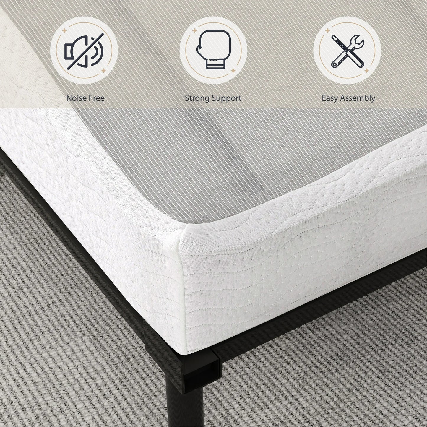 Arctus 7.5" King Box Spring, Metal Mattress Foundation, Fabric Cover Included, Easy Assembly
