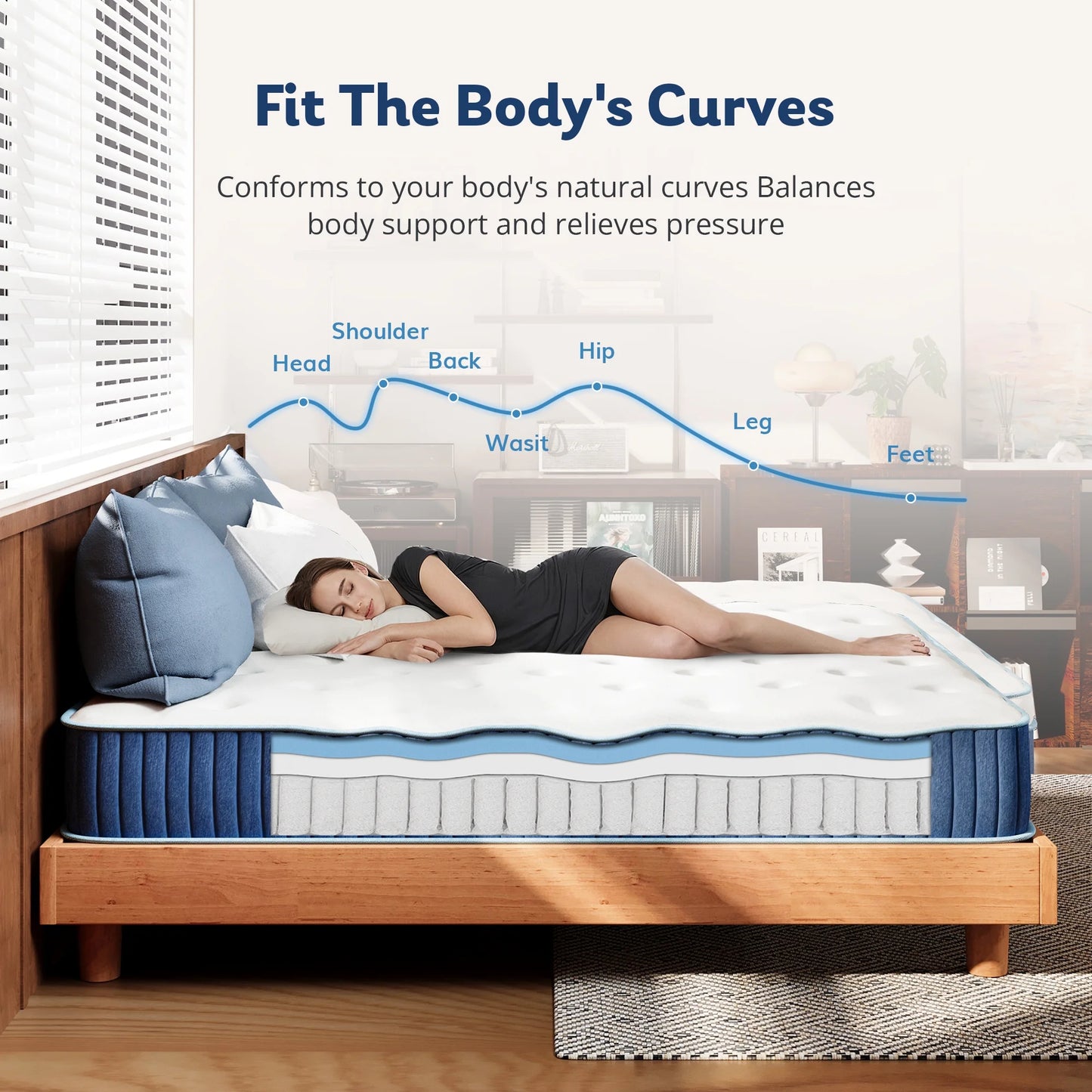 TechForma King Hybrid Mattress, Zoned Pocket Springs & High-Density Foam, Medium Support, Breathable and Flame-Retardant Fabric, Ideal for Couples, Seniors & Combination Sleepers