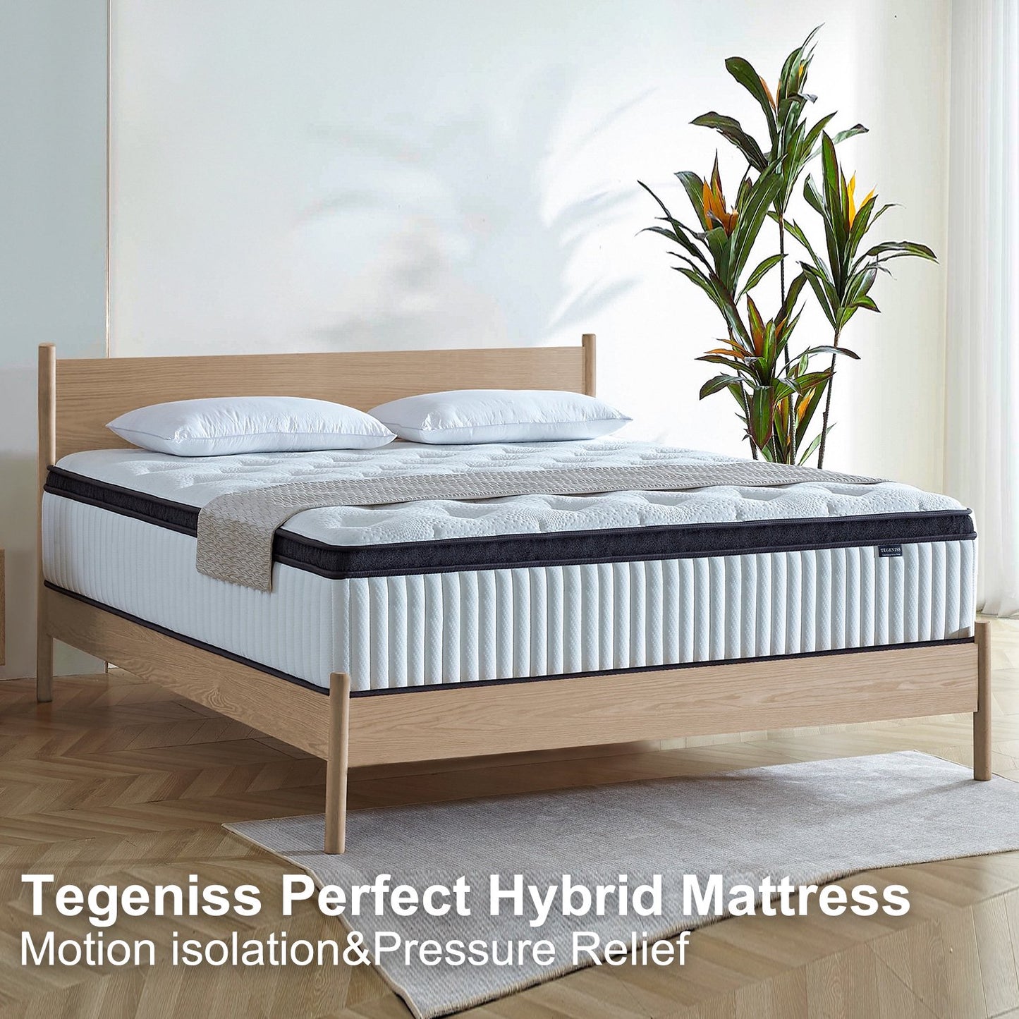 Queen Mattress - 12 inch Hybrid Mattress Queen Size in a Box, Memory Foam Mattress with Pocket Springs, Medium Firm, Pressure Relief & Motion Isolation, CertiPUR US Certified