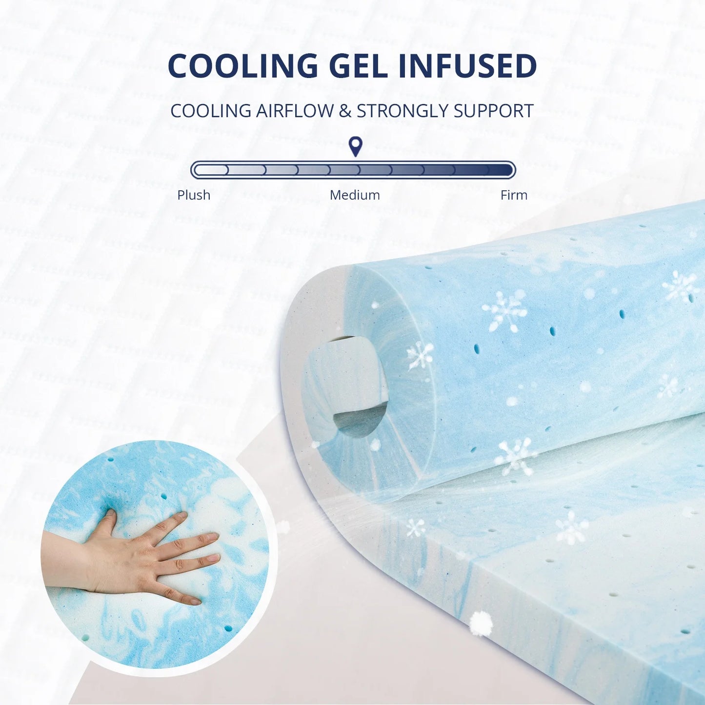 EGOHOME 2 inch Queen Mattress Topper, Cooling Gel Memory Foam Topper with Removable Cover, Non-Slip Design
