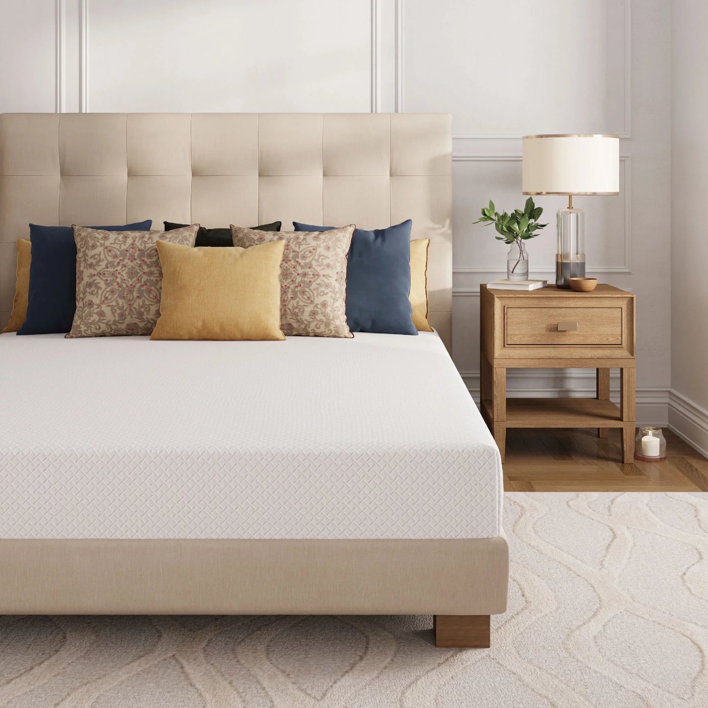 Twin Memory Foam Mattress,TechFoma 10 Inch Medium Mattress - with BraceSleeper Support Foam & Green Tea Infused Gel Memory Foam, Pressure Relief, Cooling Effect, White