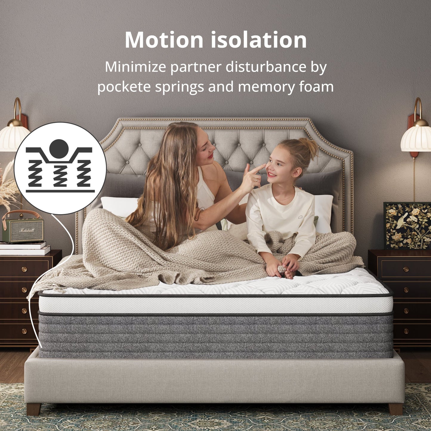 MLILY Value Hybrid 12-inch Mattress Gray-Twin Size