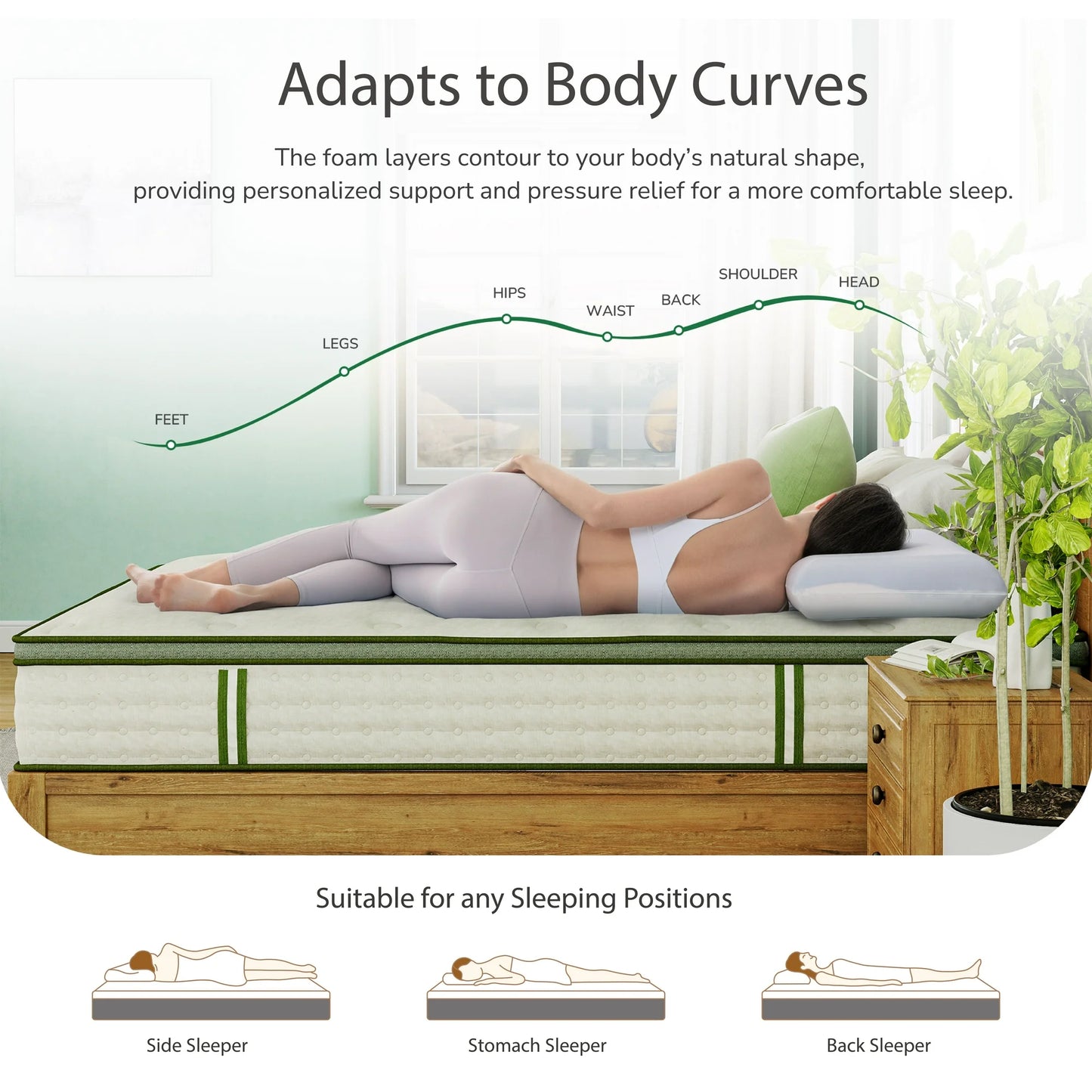 TechForma King Mattress, 12” Hybrid Mattress, Pocket Spring Design, Motion Isolation, Wave Design & Reinforced Edge, Medium Firmness