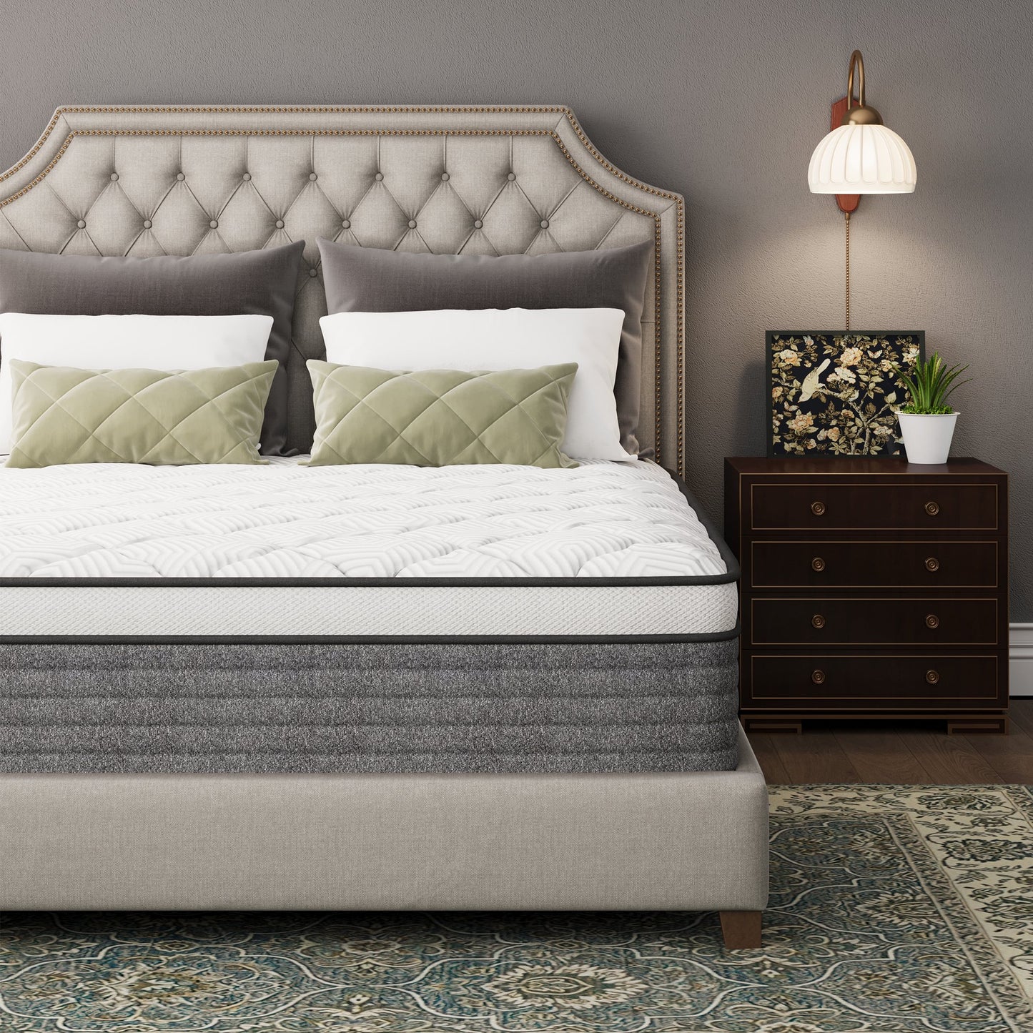 MLILY Value Hybrid 12-inch Mattress Gray-Twin Size