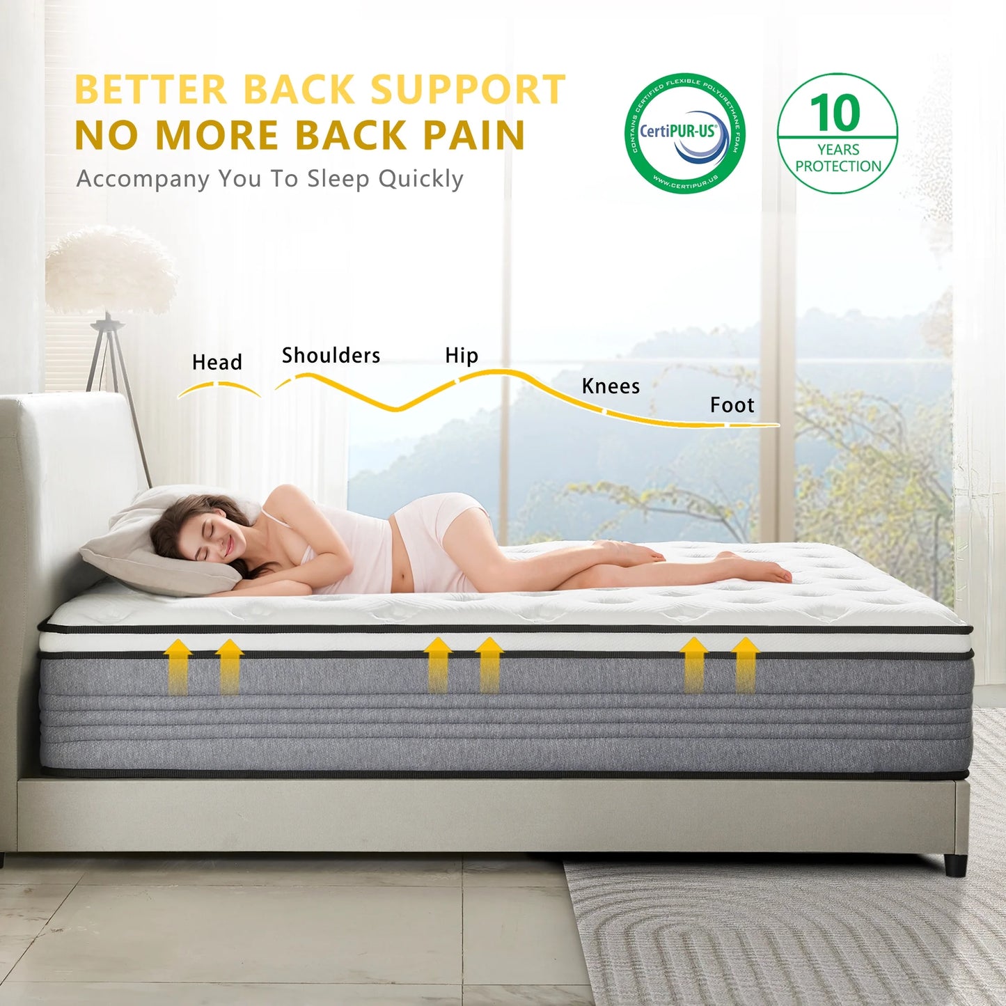 Giovanly 12 inch Hybrid Mattress Full Size Medium Firm, Memory Foam and Individually Wrapped Pocket Coils Mattresses with Motion Isolation & Edge Support, Mattress in a Box, CertiPUR-US Certified