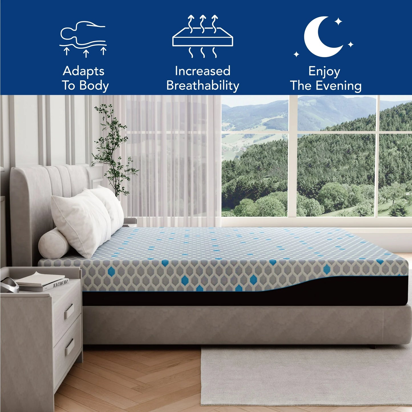 EGOHOME Charcoal 10" Gel Memory Foam Mattress，Twin Mattress in a Box，Medium