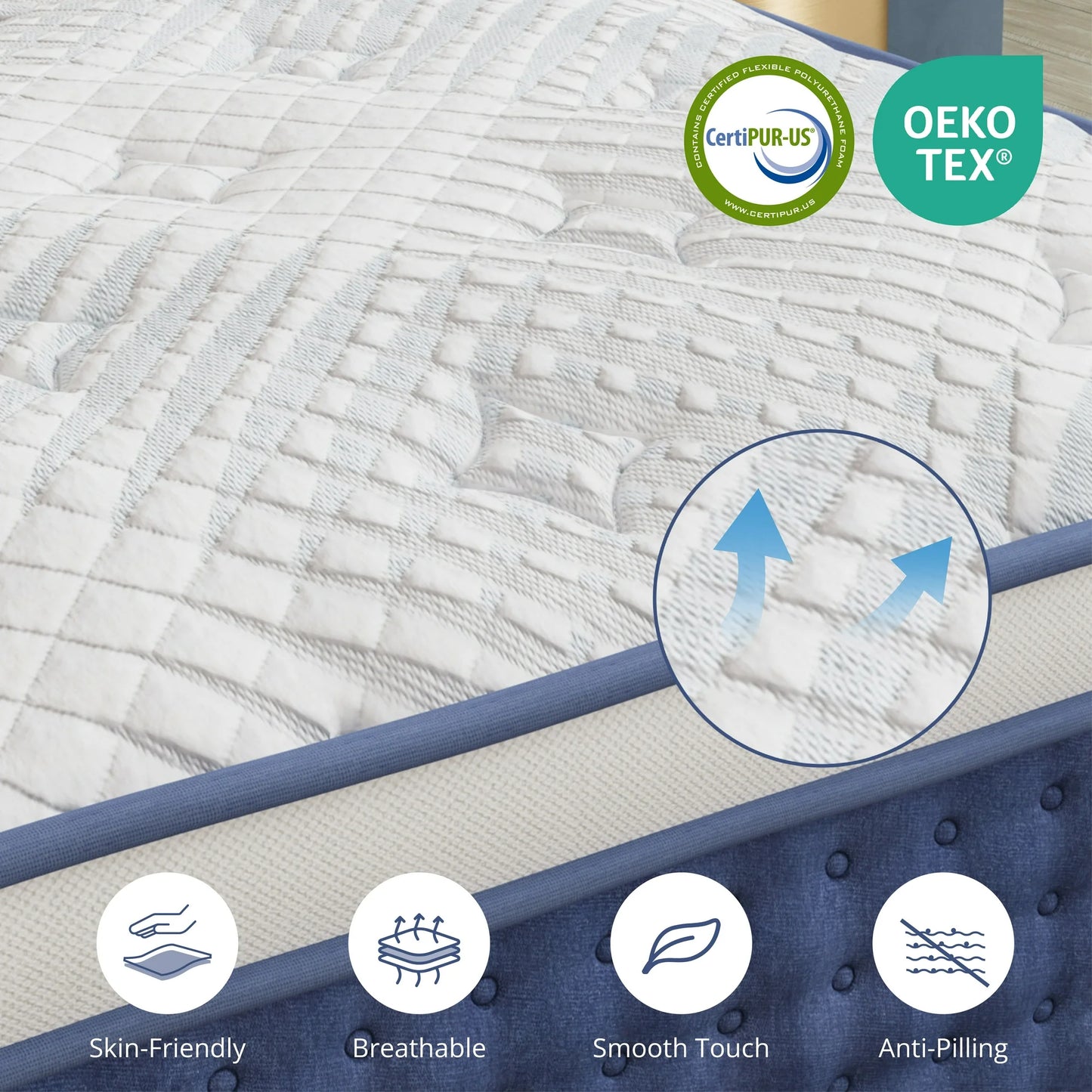 EGOHOME 10 inch Full Hybrid Mattress, Pocketed Springs, Medium, Pressure Relief, Reinforced Edge, Mattress in a Box