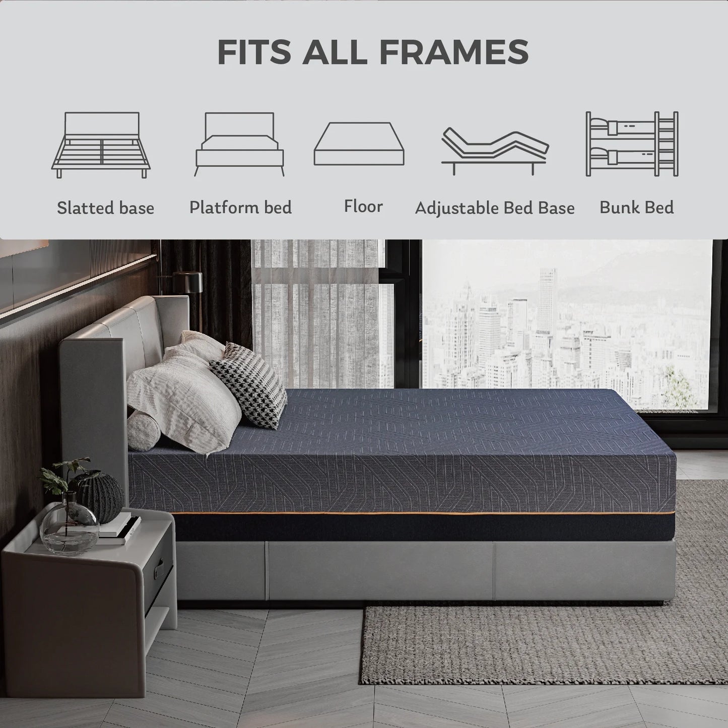 EGOHOME Ego Black 14 inch King Memory Foam Mattress, Gel Mattress in a Box, Medium Firm