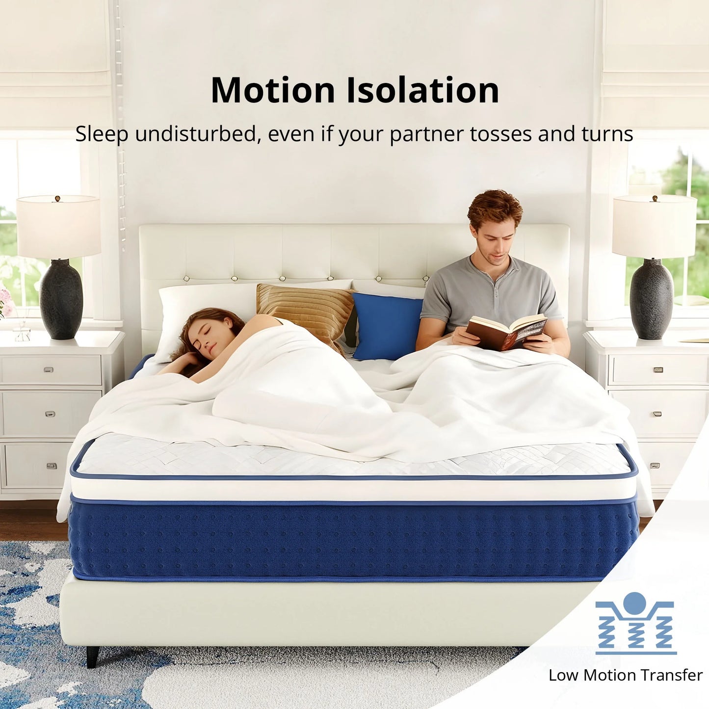 EGOHOME 10 inch Queen Hybrid Mattress, Pocketed Springs, Medium, Pressure Relief, Reinforced Edge, Mattress in a Box
