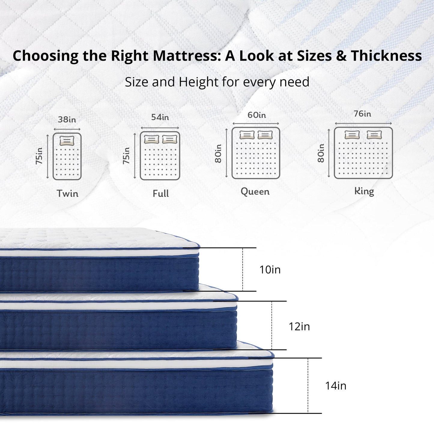 EGOHOME 10 inch Queen Hybrid Mattress, Pocketed Springs, Medium, Pressure Relief, Reinforced Edge, Mattress in a Box