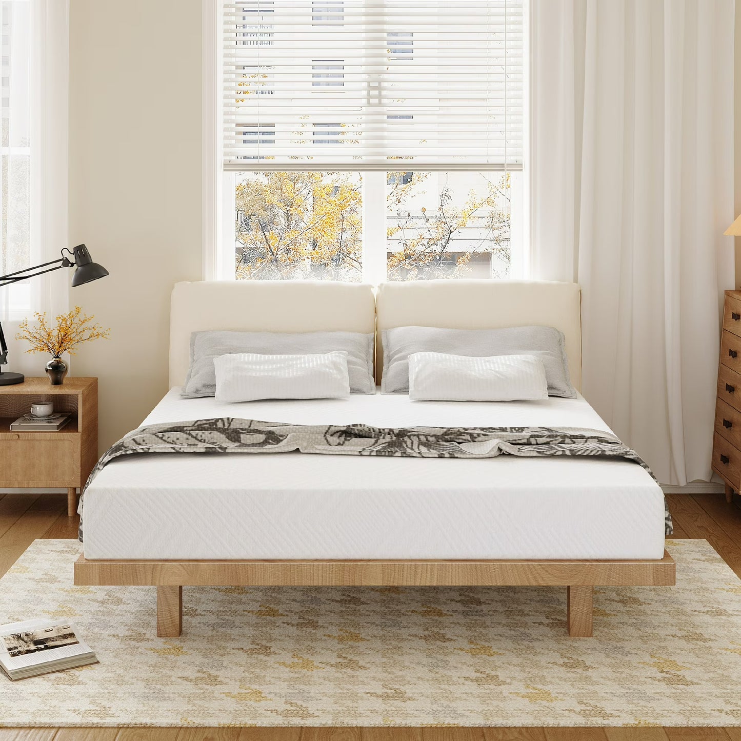 MLILY Ego White 10 inch Memory Foam Mattress, King Size Mattress in a Box, Medium Firm