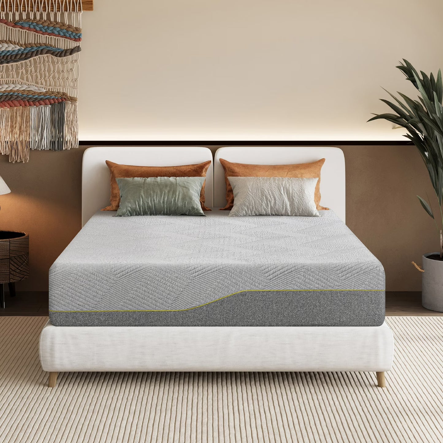 MLILY Ego Gray 14 inch Queen Mattress in a Box, Gel Memory Foam Mattress Queen, Beds in a Box, Medium
