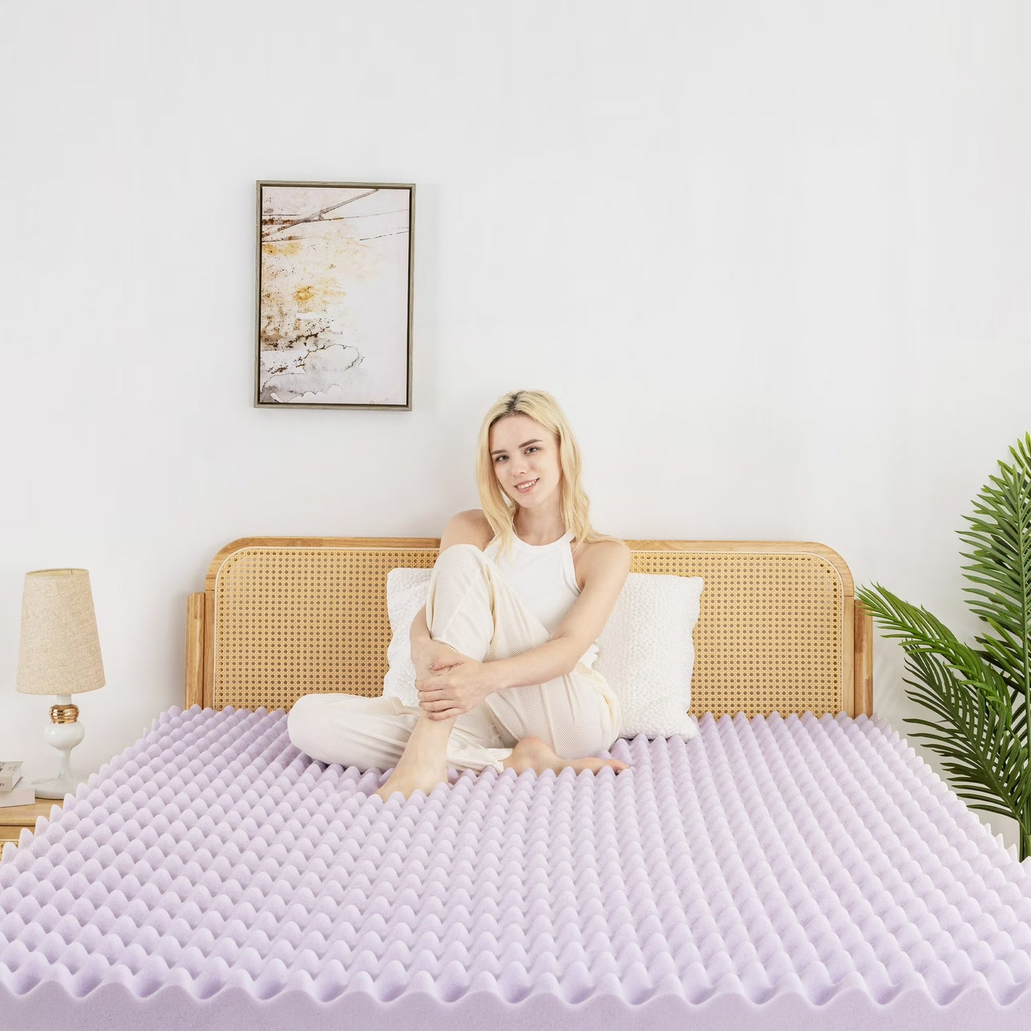 EGOHOME 2 inch King Size Memory Foam Mattress Topper,Egg Crate Foam Pad with Lavender Gel