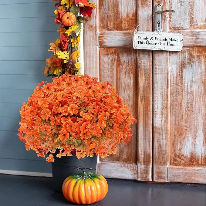 simeccom 24 Bundles Fall Artificial Flowers Outdoor，Faux UV Resistant Fake Flowers Fake Plastic Plants Flower for Spring Summer Decoration for Outside Home Patio Garden Decor