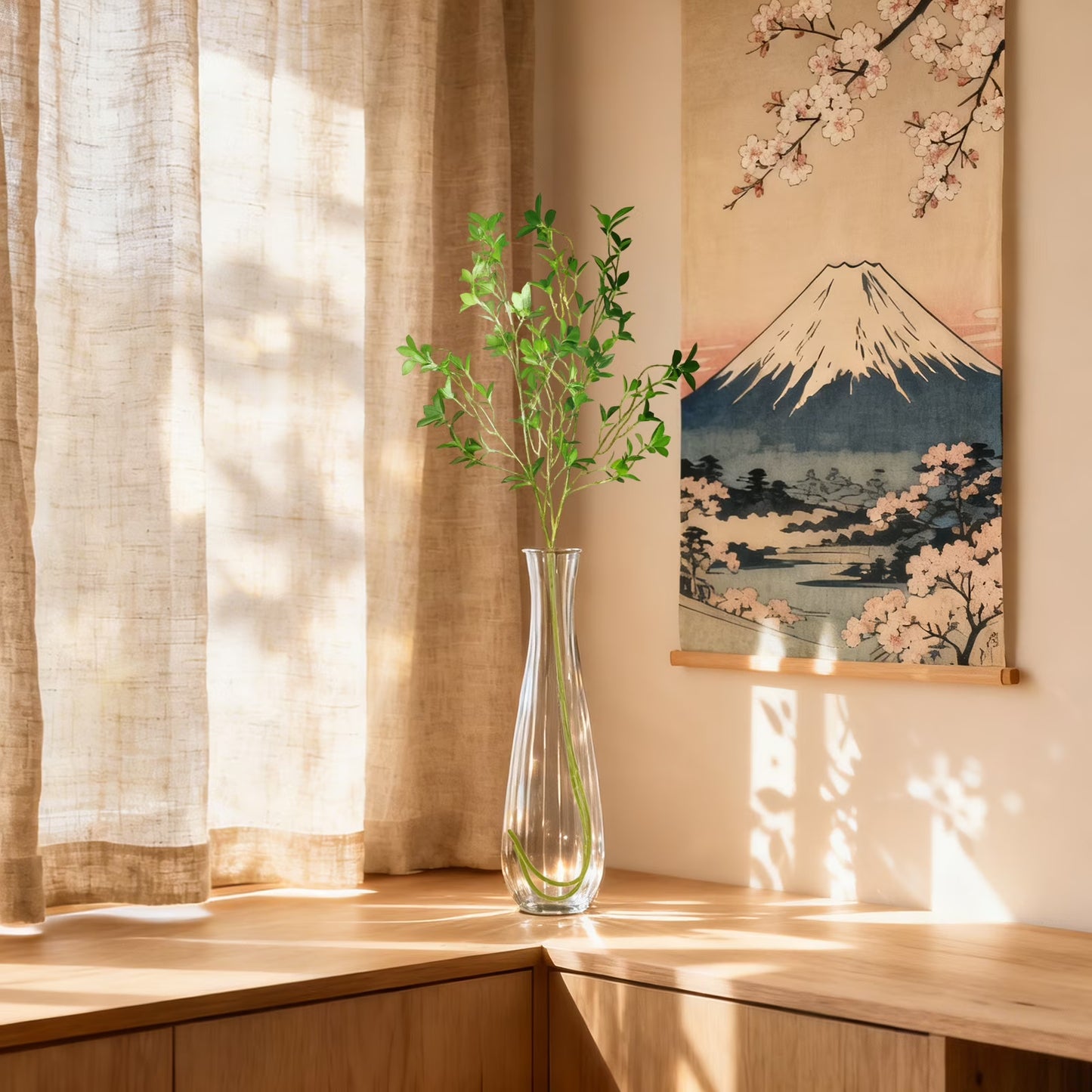 simeccom 2Pcs 43.31" Artificial Ficus Stems - Tall Fake Plants Realistic Faux Greenery Branches for Vase Fillers Home Office Wedding Spring Table Decor