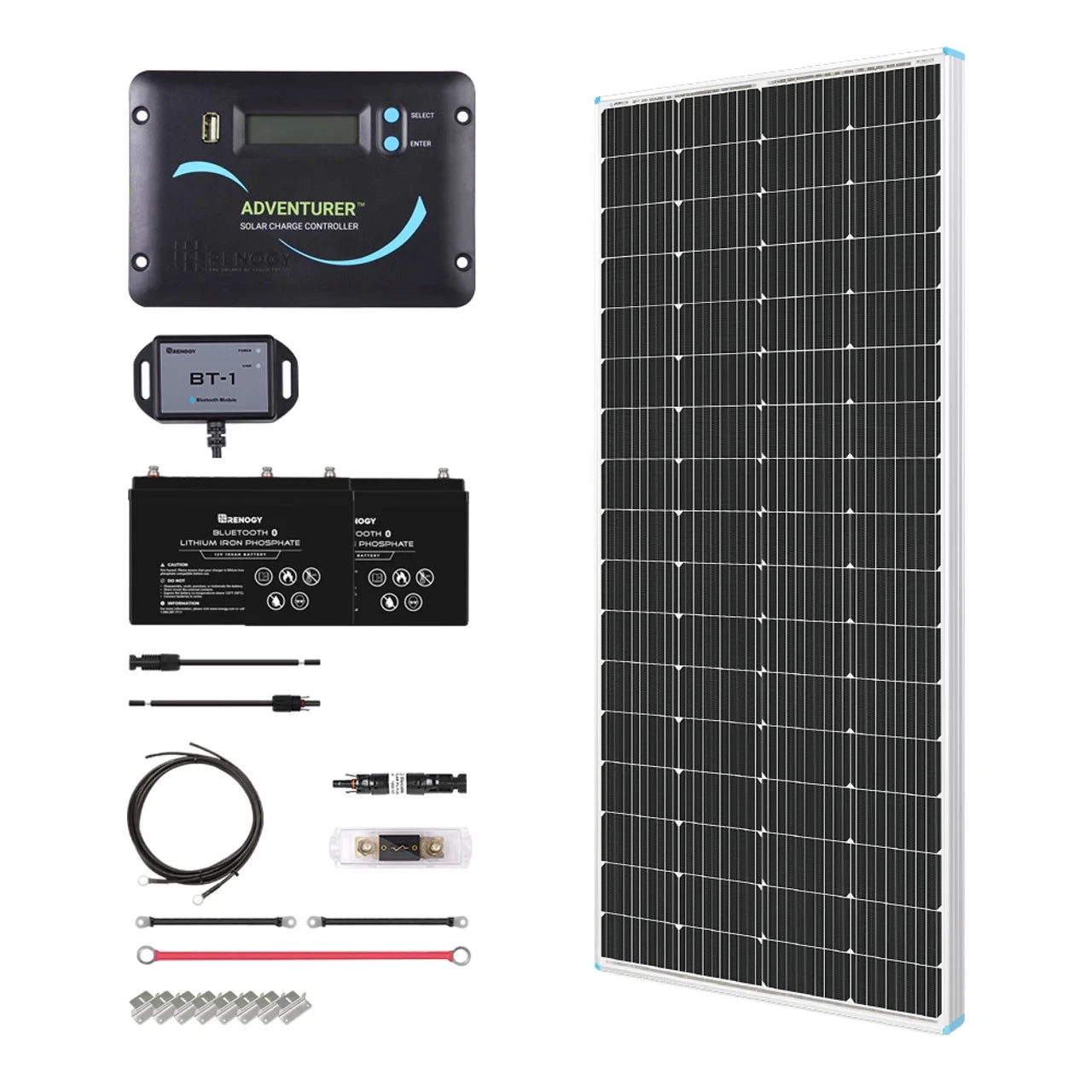 Renogy 200 Watt 12 Volt Monocrystalline Solar Panel, 30A PWM Charge Controller, Starter Kit for RV, Boats, Trailer, Camper, Marine, Off-Grid System