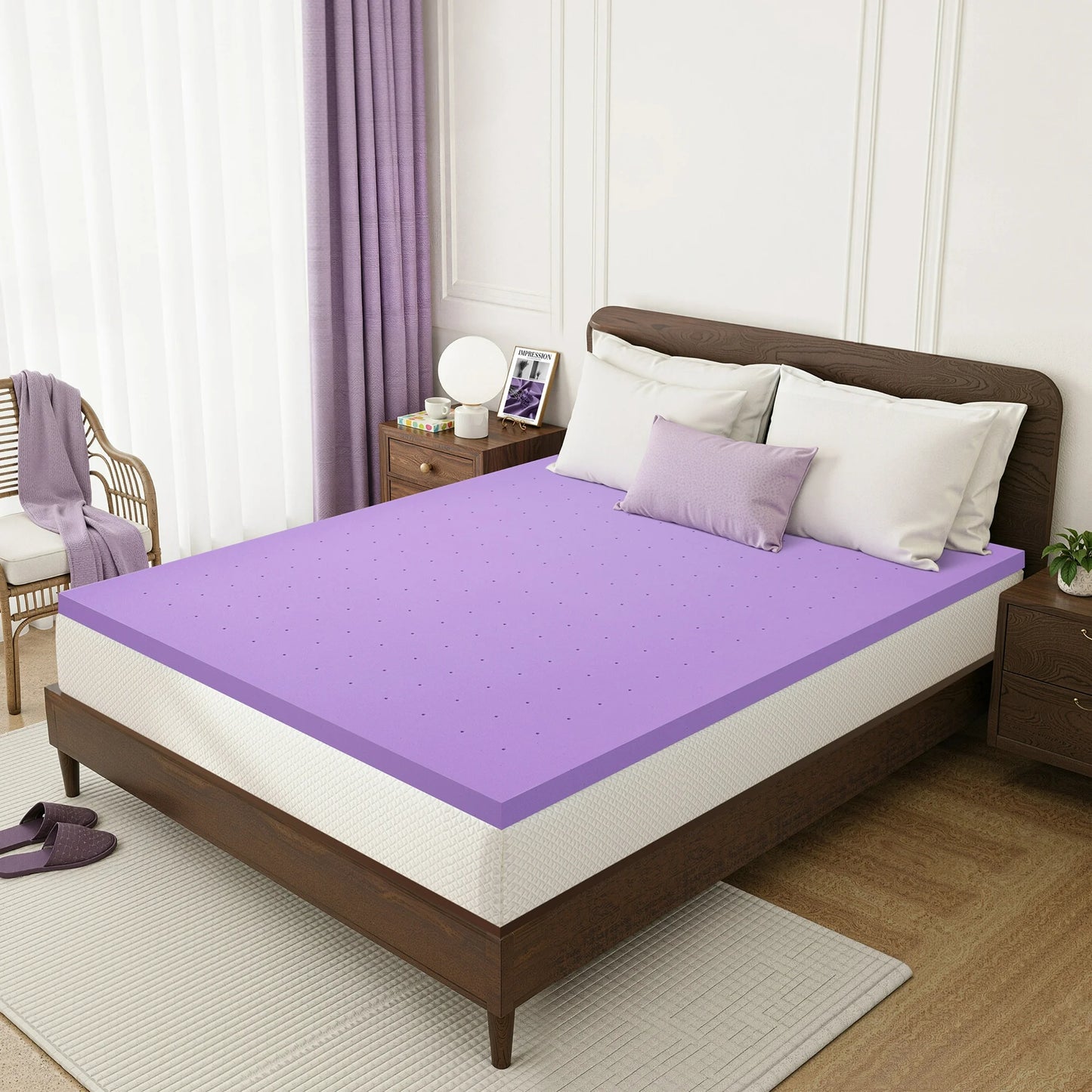 EGOHOME 4 inch Twin Mattress Topper, Memory Foam Pad with Lavender Gel