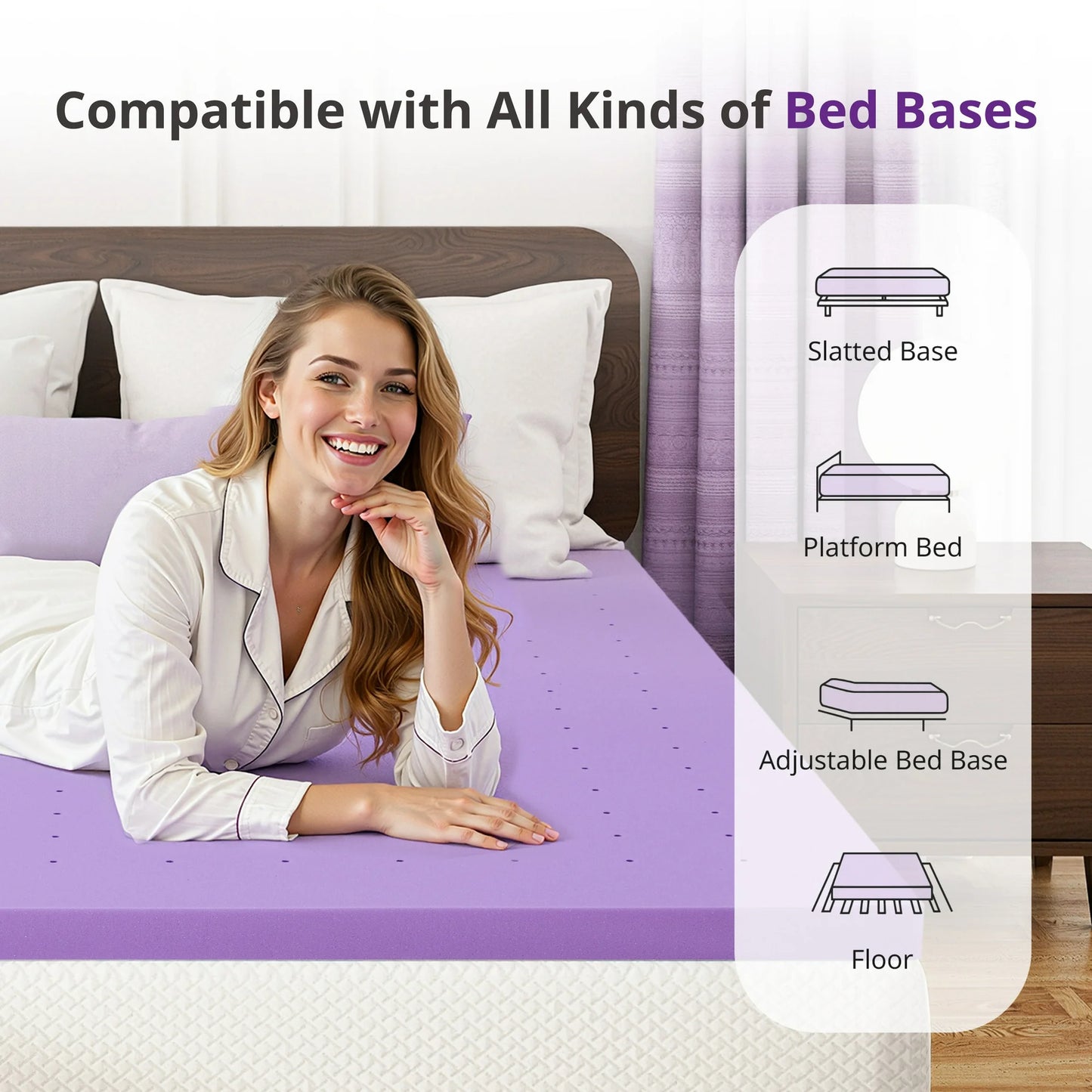 EGOHOME 4 inch Twin Mattress Topper, Memory Foam Pad with Lavender Gel