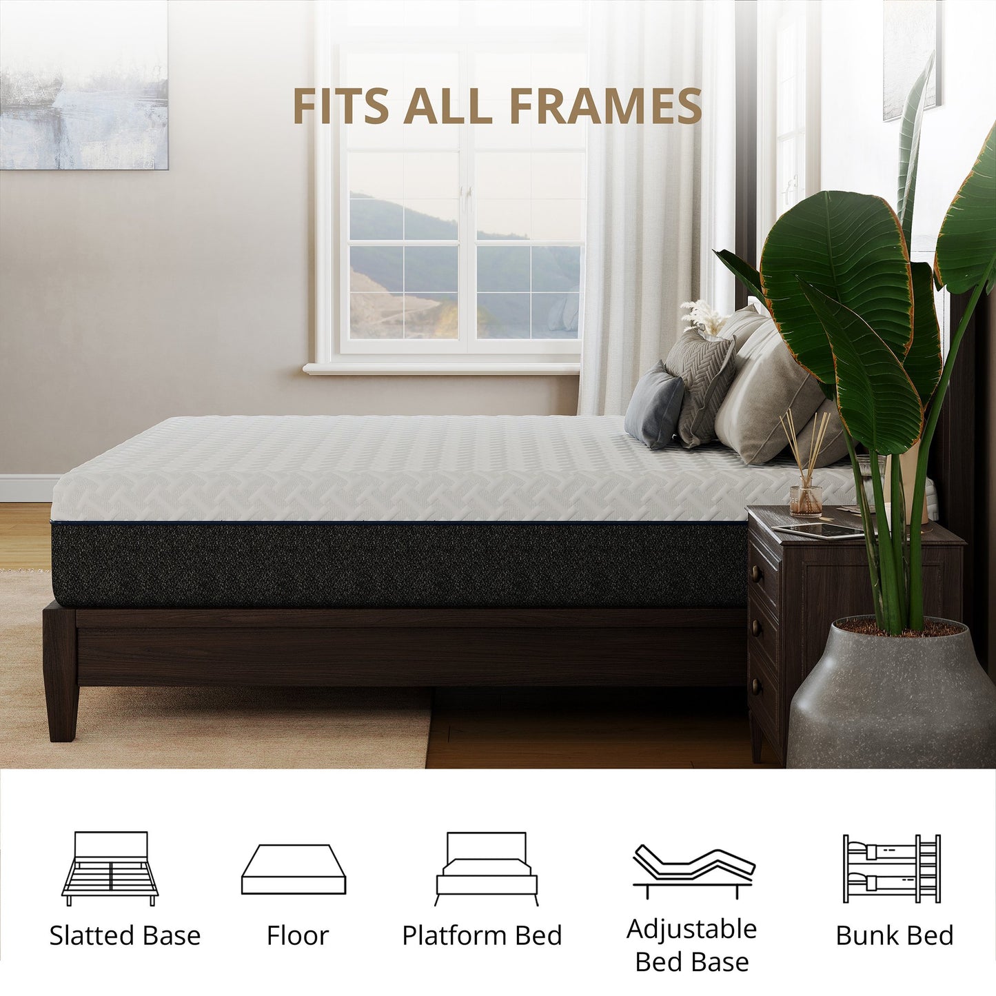 Subfun Full Size Mattress, 10 inch Memory Foam Mattress in a Box, Cooling Gel & Medium