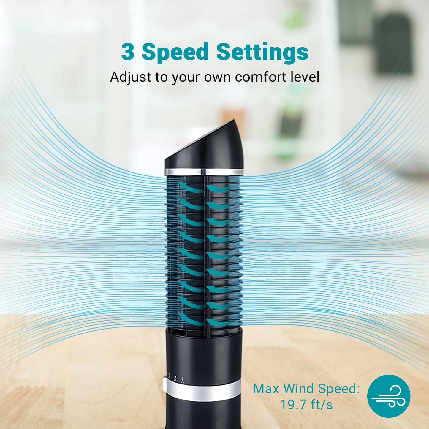 DR.PREPARE Oscillating Tower Fan, 16 Inch Desk Bedroom Table Fan with 3 Speeds