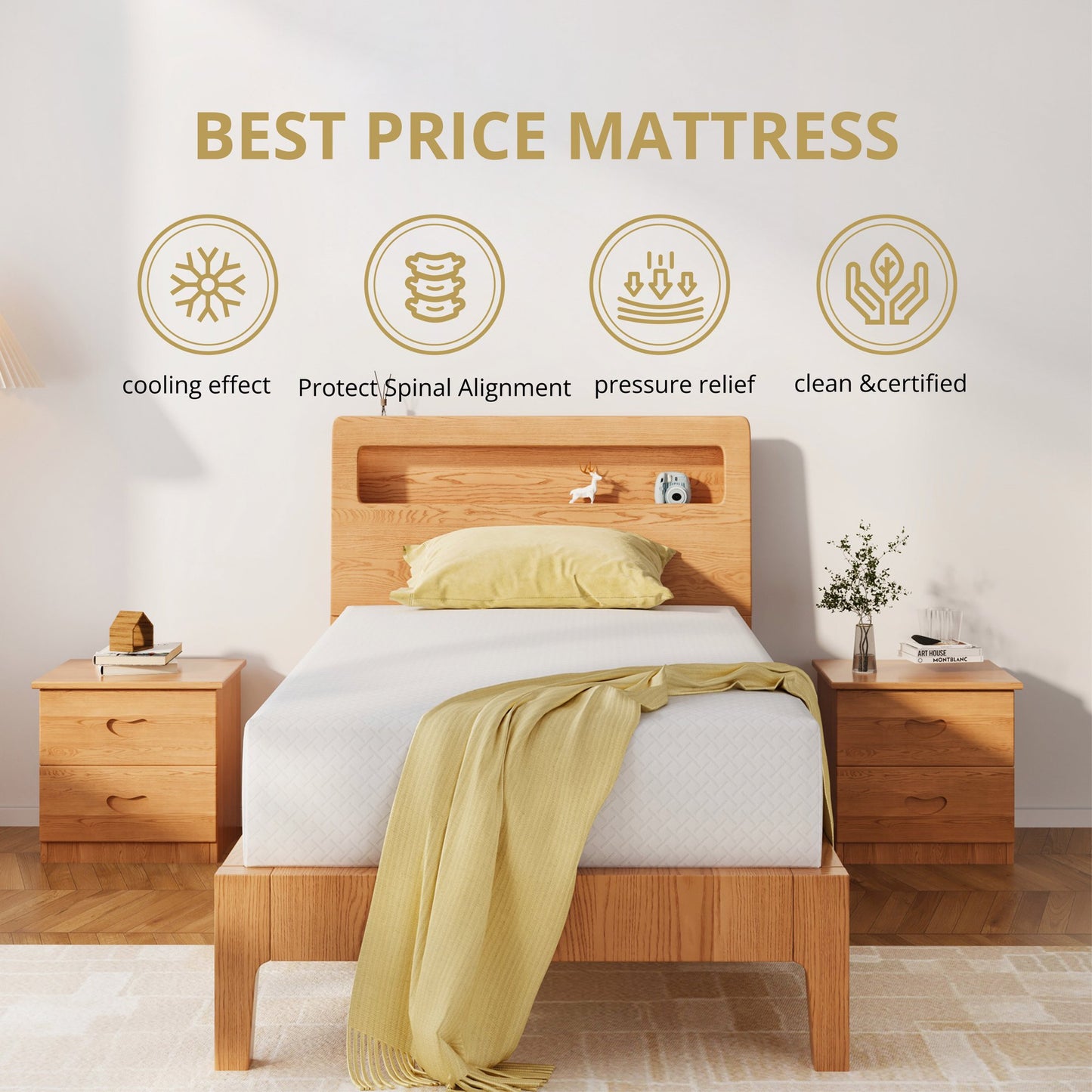 Arctus Twin Memory Foam Mattress, 8 inch Gel Memory Foam Mattress in a Box, Medium