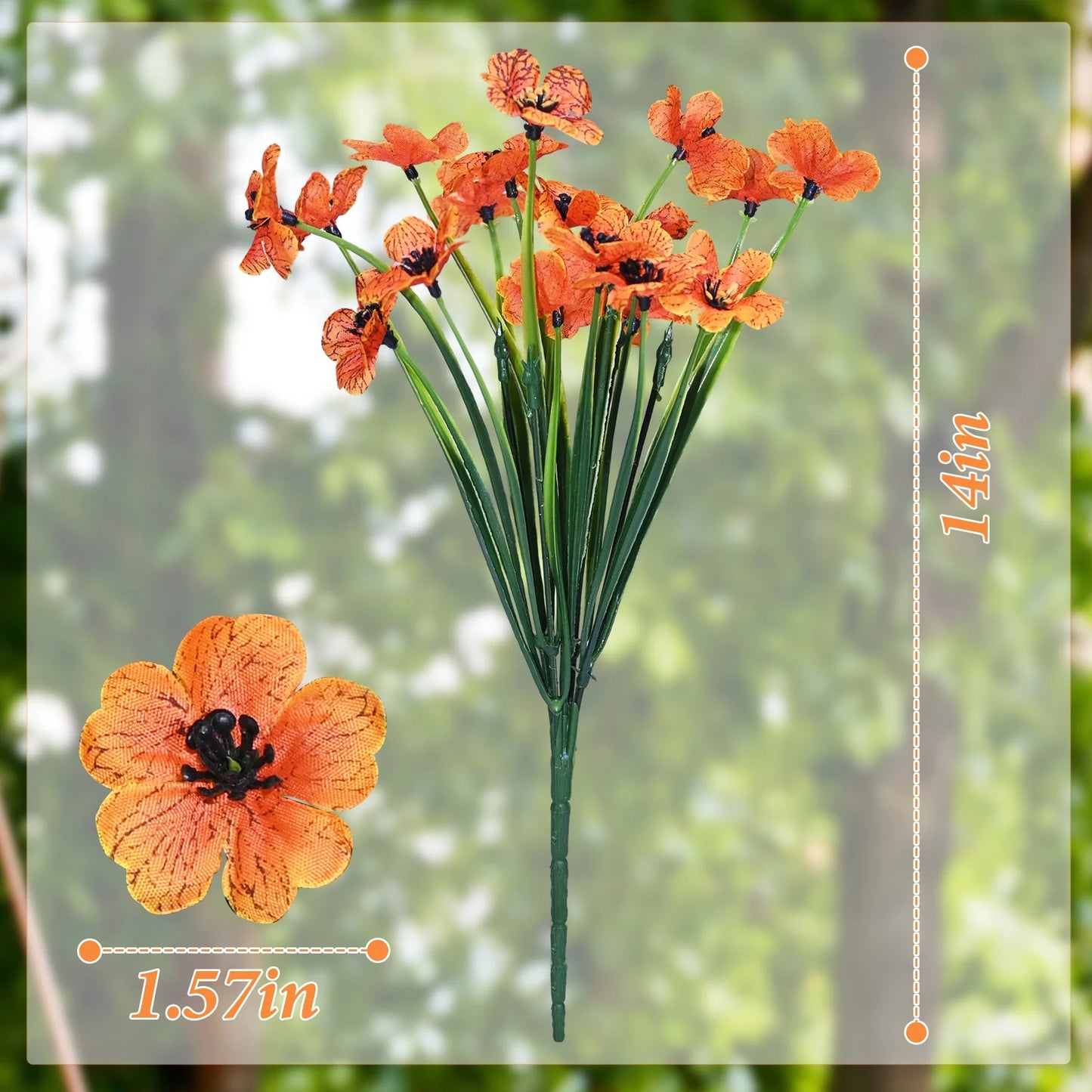 simeccom 24 Bundles Fall Artificial Flowers Outdoor，Faux UV Resistant Fake Flowers Fake Plastic Plants Flower for Spring Summer Decoration for Outside Home Patio Garden Decor