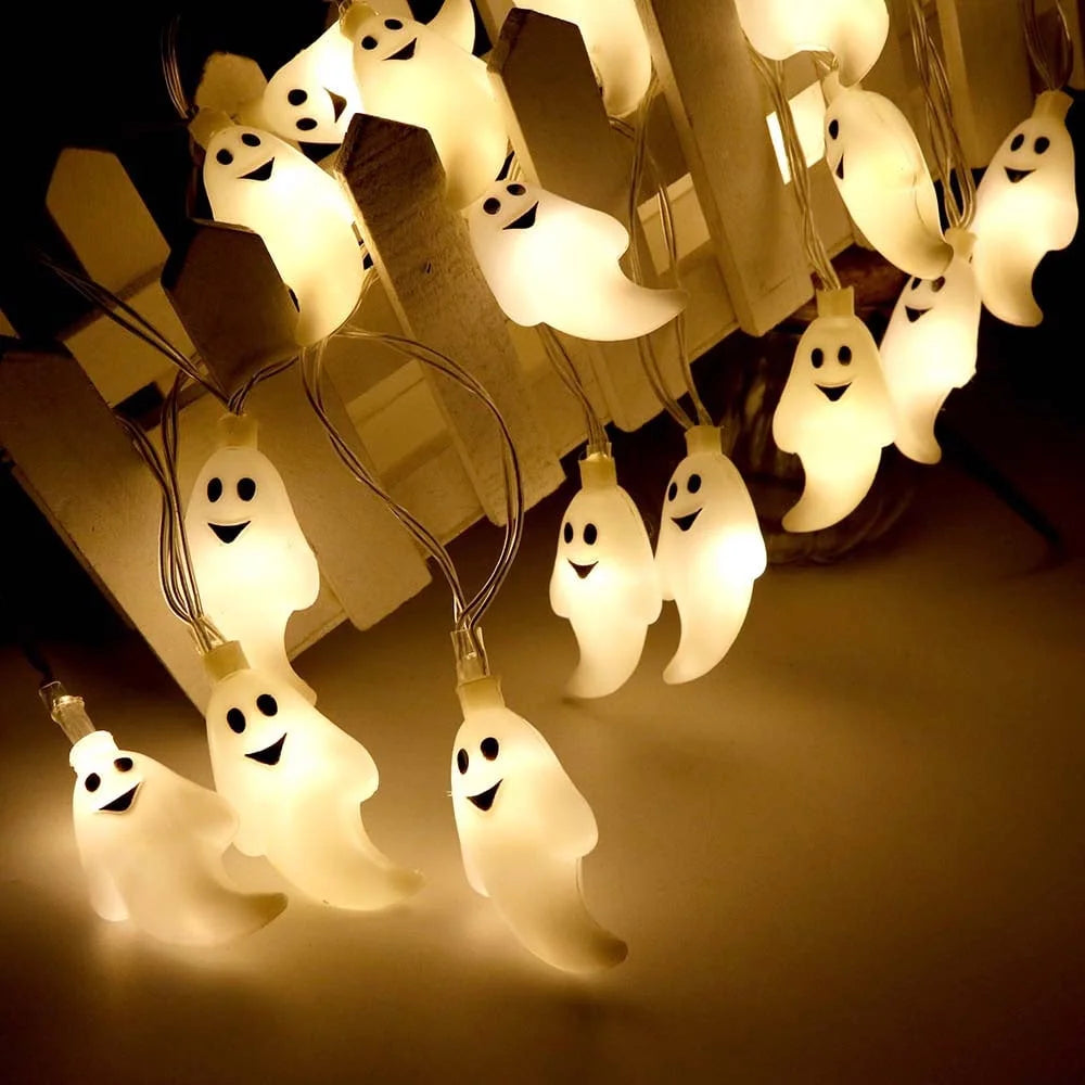 19.68 FT LED Ghost Light String -Halloween Funny Decoration Hanging Light 2 Lighting Modes 40LED Fit for Party Patio Indoor Outdoor Spooky Lights
