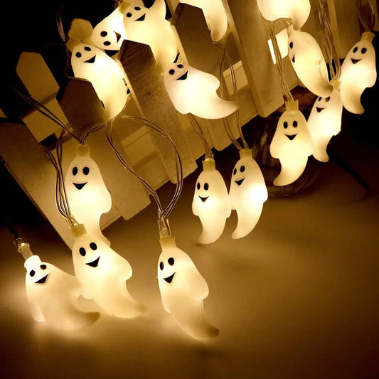 19.68 FT LED Ghost Light String -Halloween Funny Decoration Hanging Light 2 Lighting Modes 40LED Fit for Party Patio Indoor Outdoor Spooky Lights