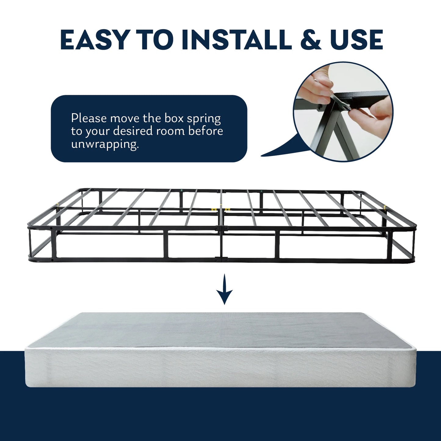 EGOHOME 7.5 inch Twin Size Metal Box Spring, Easy Assembly Mattress Foundation