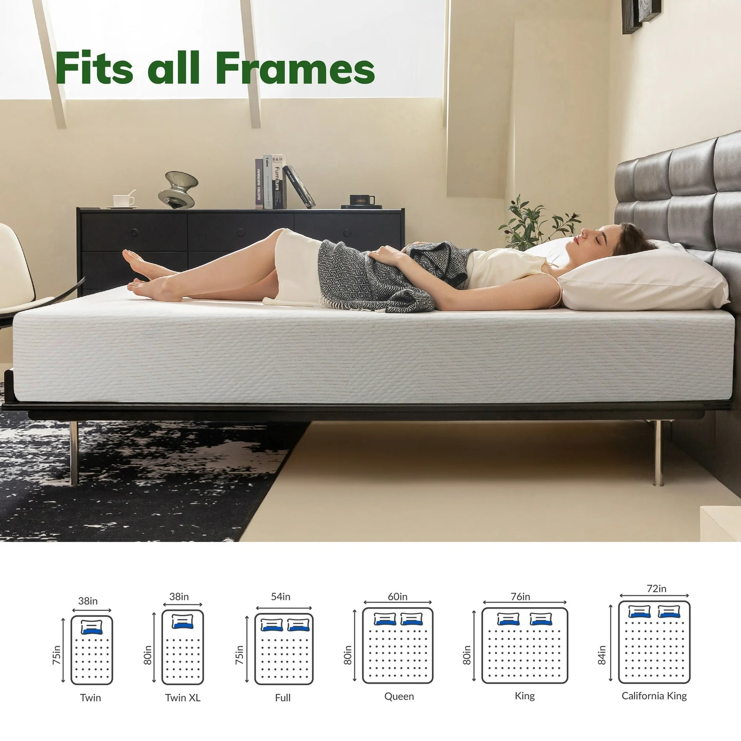 MLILY Elysian 12 inch Hybrid Mattress, Queen Size Memory Foam Mattress, Pocket Spring
