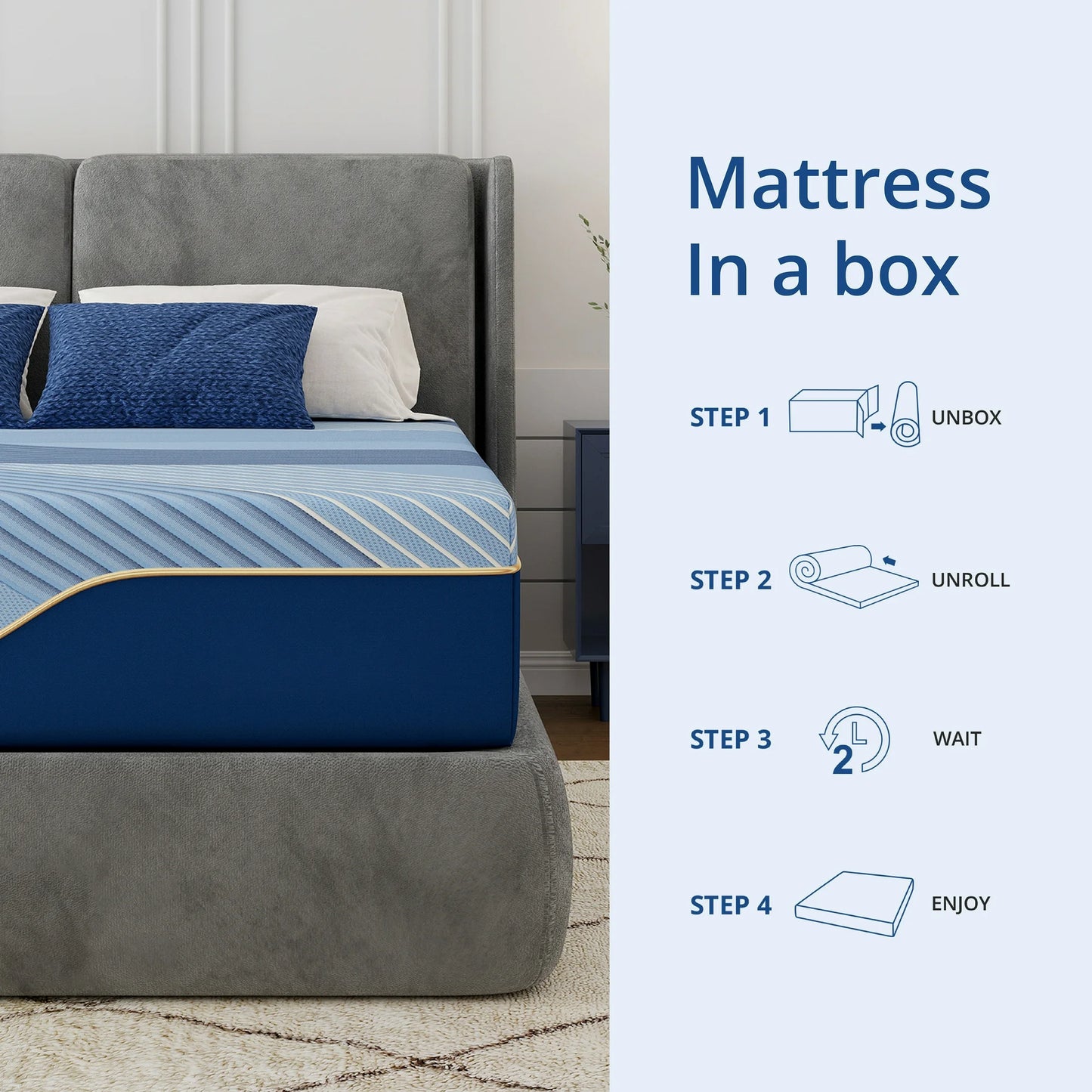 Arctus 14" Copper Gel Memory Foam Mattress, King Size, Springless, Medium Firm, in a box