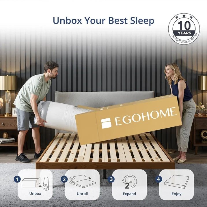 EGOHOME Ego Elysian 14 inch Hybrid Mattress, Cal King Size Memory Foam Mattress, Pocket Spring