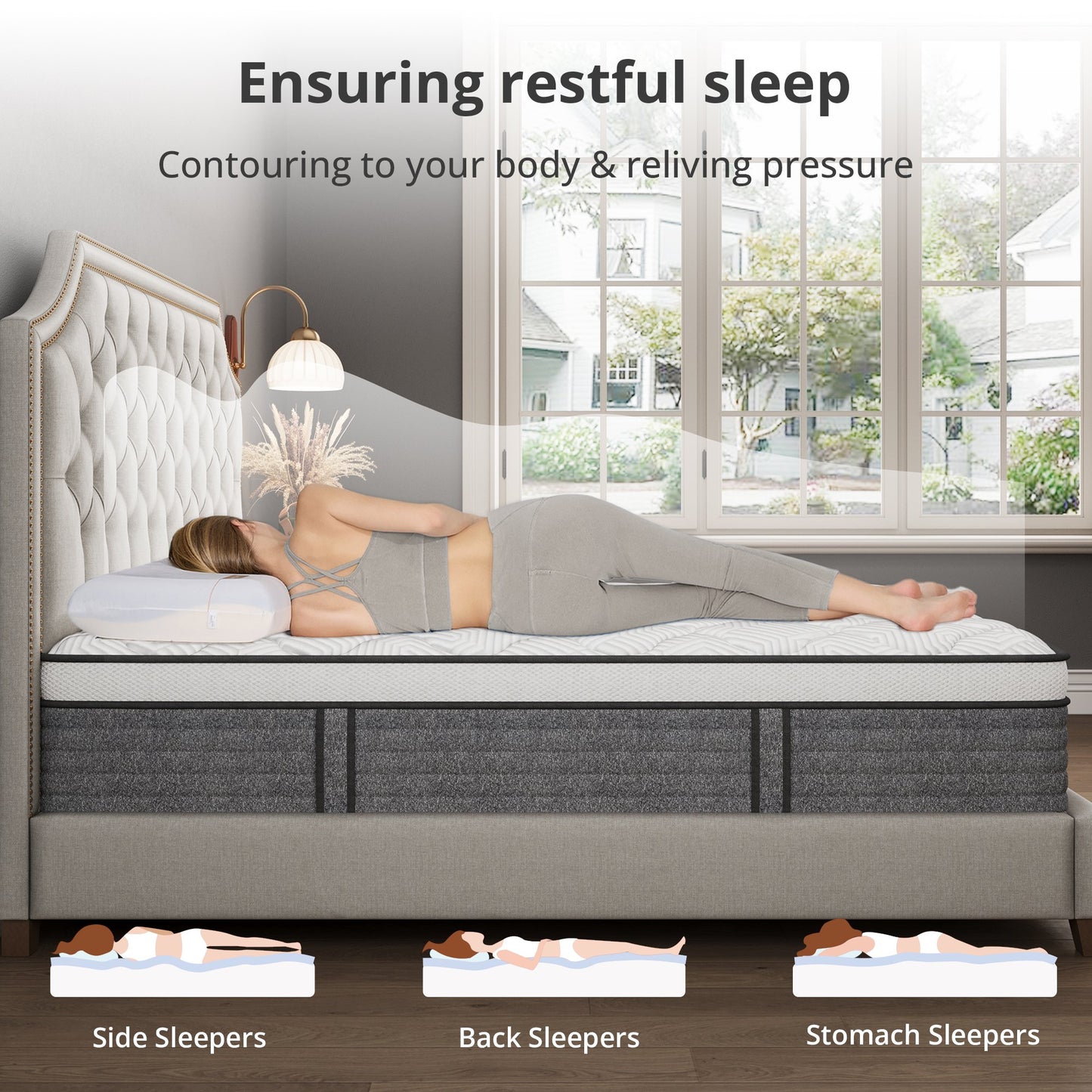 MLILY Value Hybrid 12-inch Mattress Gray-Twin Size