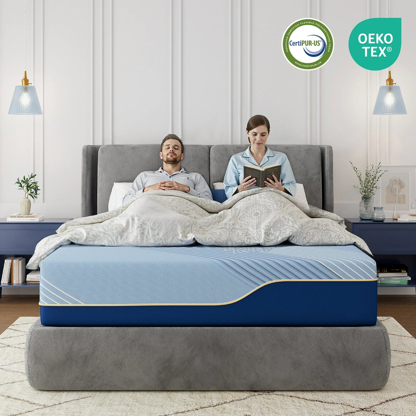 Arctus 14" Copper Gel Memory Foam Mattress, King Size, Springless, Medium Firm, in a box