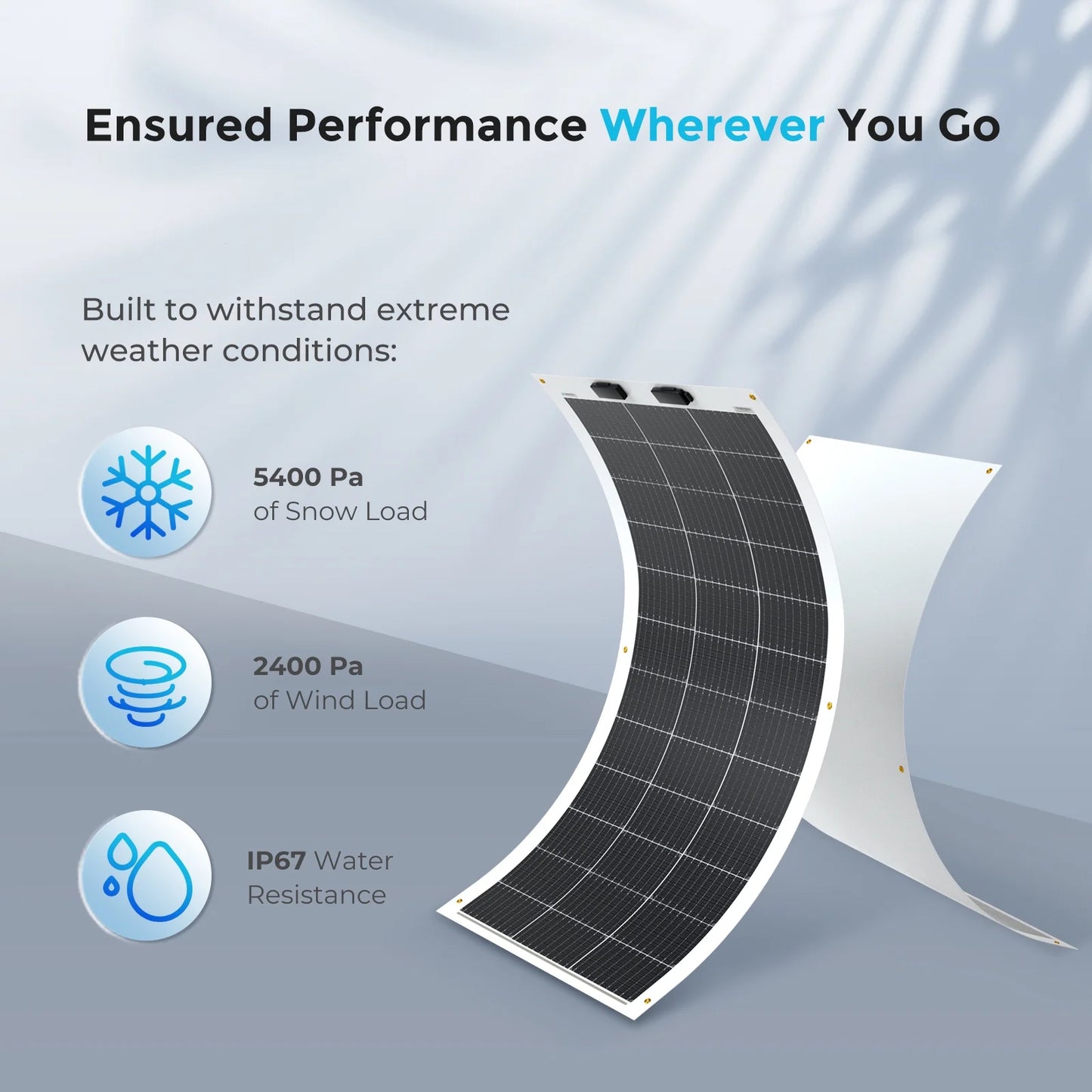 Renogy Semi-Flexible Solar Panel 100W 12V, 240° Bendable Solar Panel, IP67 Weatherproof, Monocrystalline, Ultra Lightweight, 5.3lb