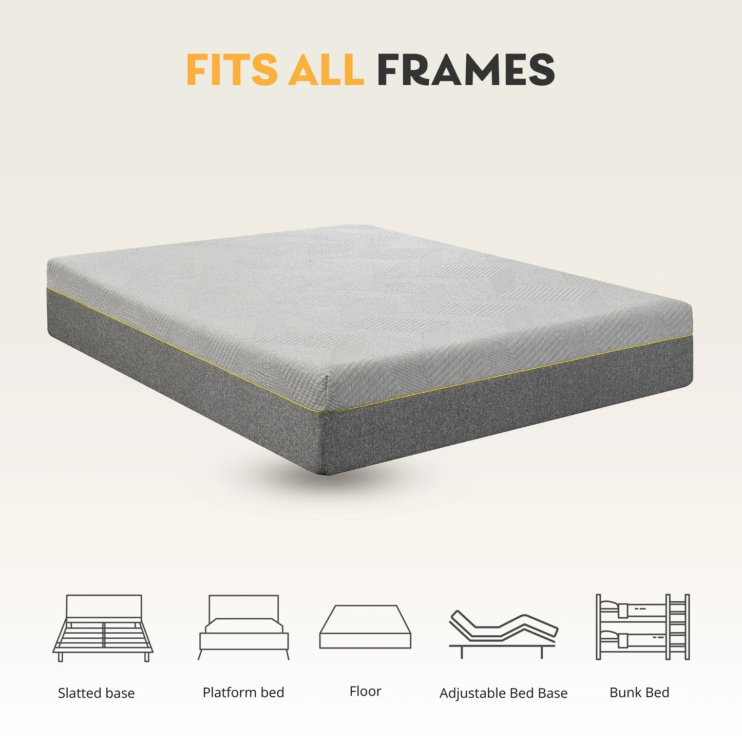 MLILY Ego Gray 12 inch King Size Mattress in a Box, Memory Foam Mattress King, Medium